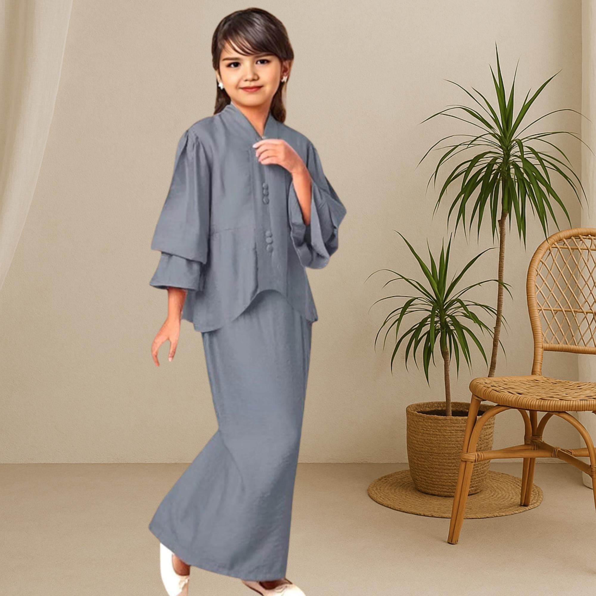 Sophisticated 2 Piece Kebaya Tunic Ensemble - Modest Attire for Young Ladies, Ideal for Formal Events - image 5