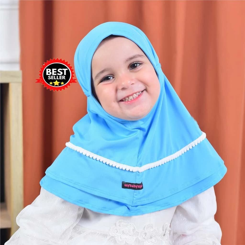 Headscarf Hijab for Newborn Baby Girls Pompom Model 0 Month-10 Years, Children Hijab, Muslim T Shirt, Baby Gift, Baby New Born Gift FD20 - image 3