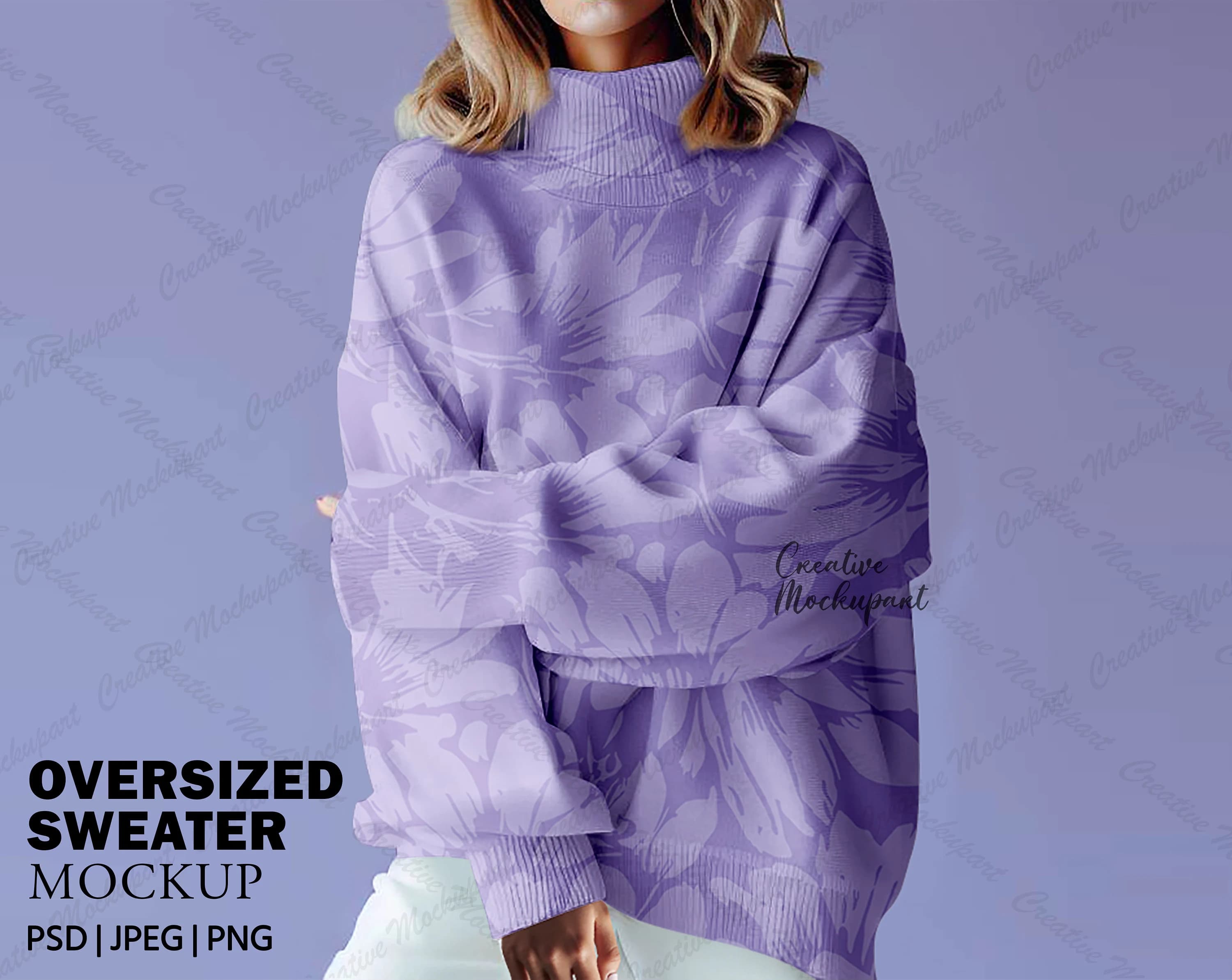 Oversized Sweater Mockup | Crewneck Sweater Oversized |Winterwear dress mockup | Stock Photography Mockup |Change Background, PSD, Canva PNG - image 5