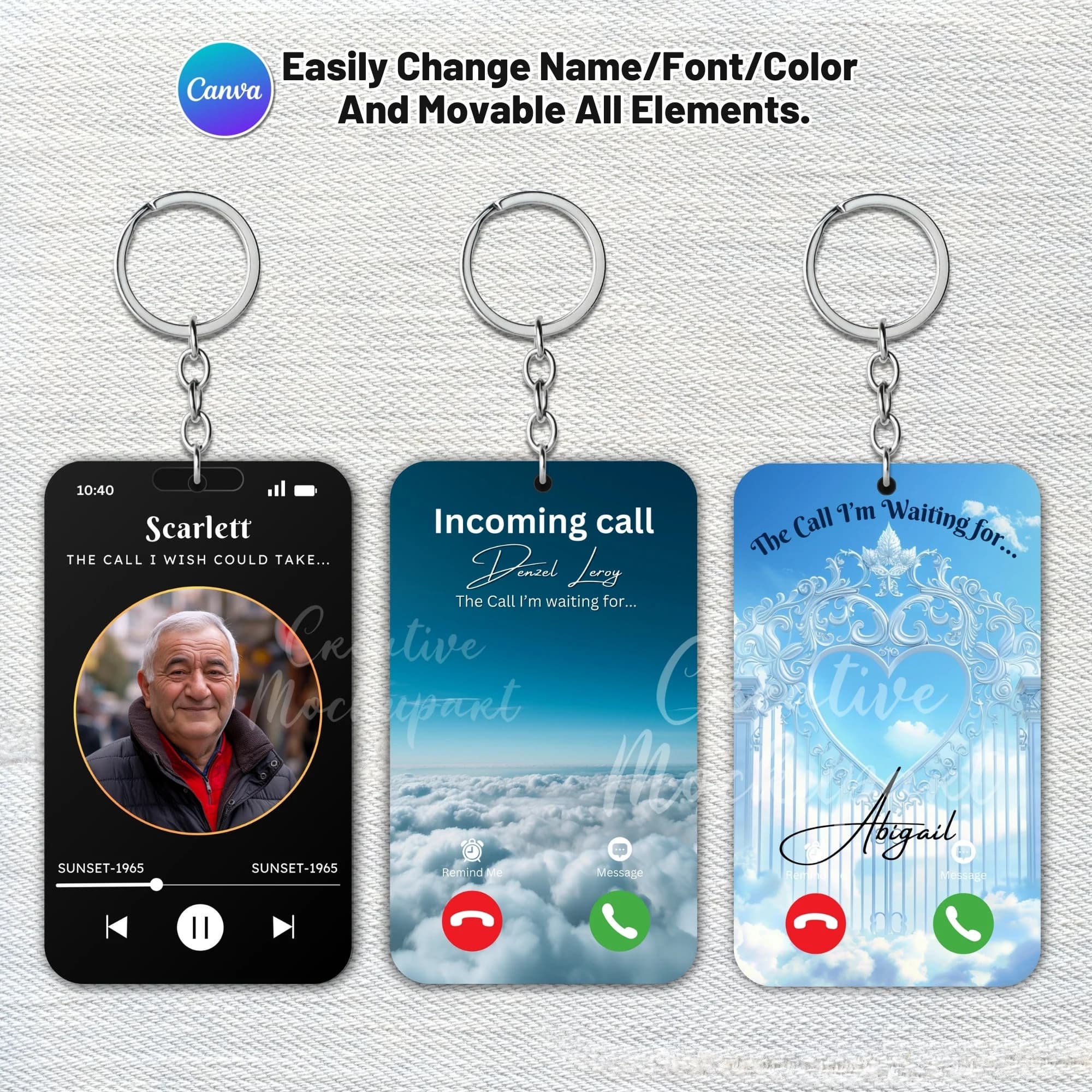50X Memorial Keychain Canva Editable Template Bundle, Phone Call from Heaven, In Loving Memory, The Call I Wish I Could Take - image 5