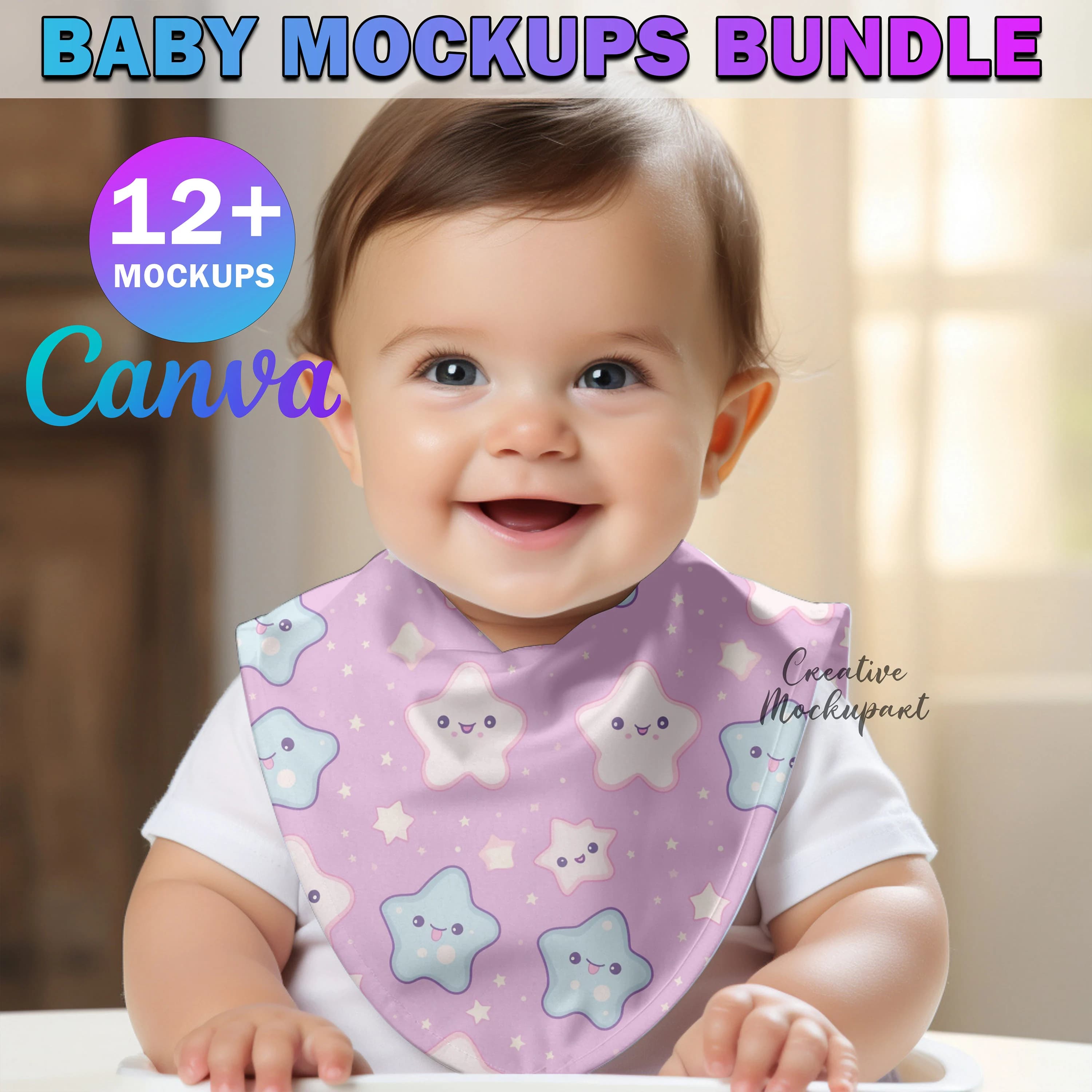 12 Canva Baby Mockups Bundle | Baby Swaddle Mockup | Toddler Blanket Mockups | Bib Mockup| Crib Sheet Mockup | Beanie, Onesie, Room Mockup - image 5