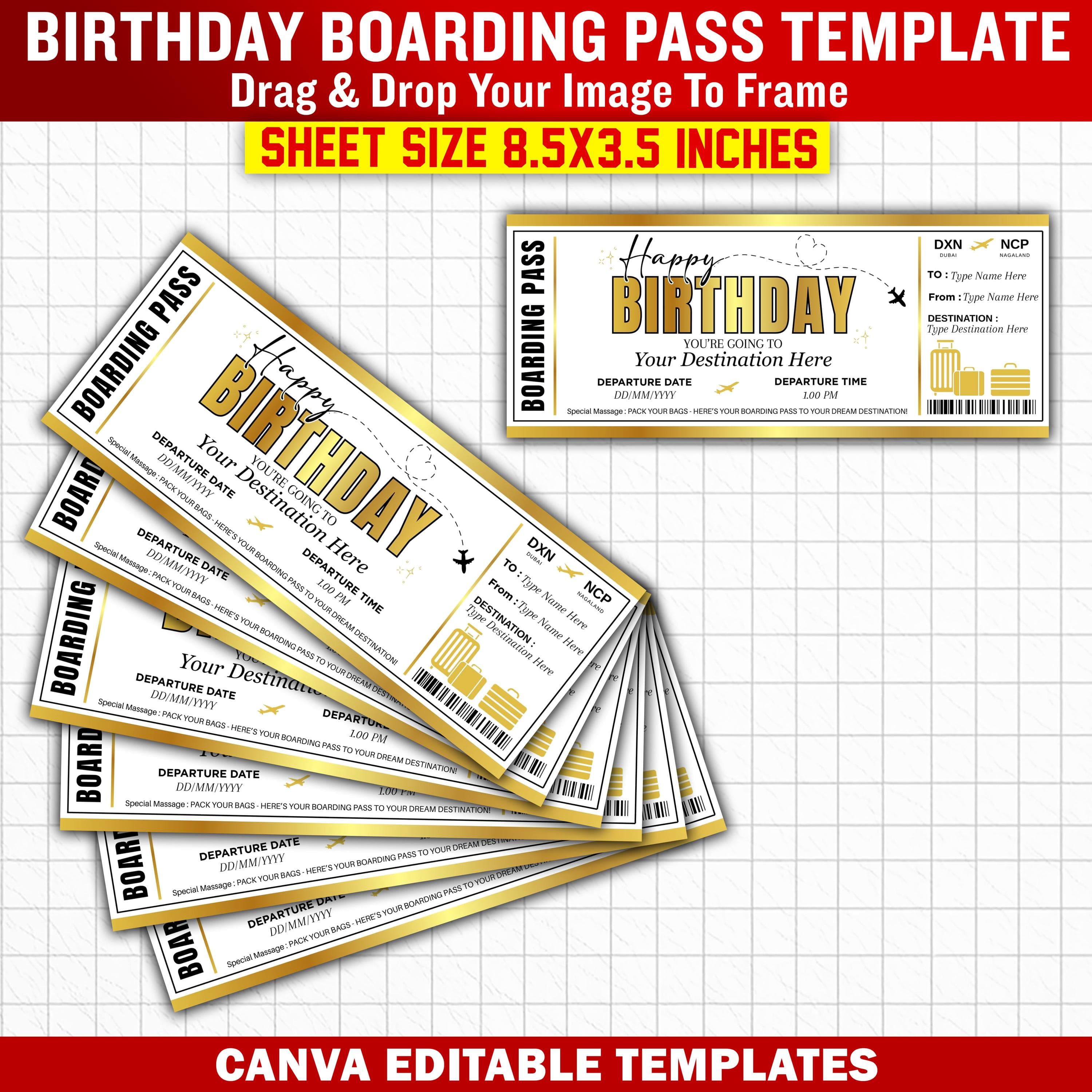 Surprise Birthday Trip Ticket Template, Printable Boarding Pass, DIY Birthday Travel Ticket Gift, DIY Airplane Ticket Gift Digital Download - image 5