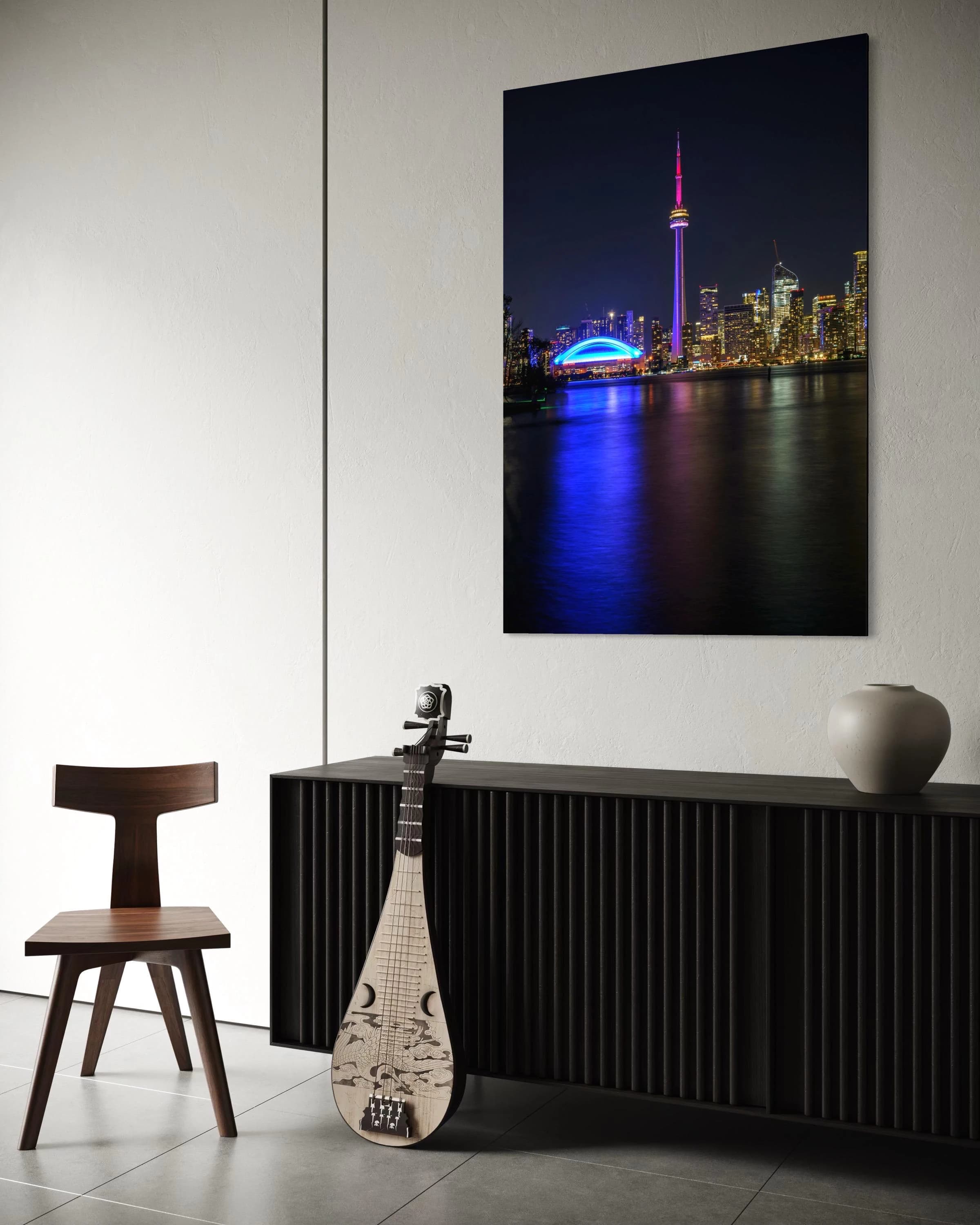 CN Tower Toronto Night Skyline Wall Art | Modern Cityscape Canvas Print