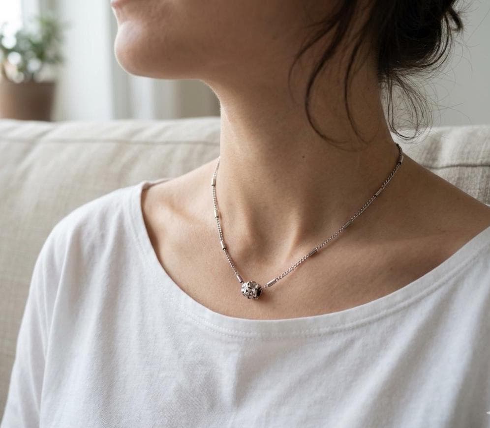 Elegant Stainless Chain, Flower Beads Necklace, Dainty Minimal Pendant, Delicate Floral Jewelry - image 5