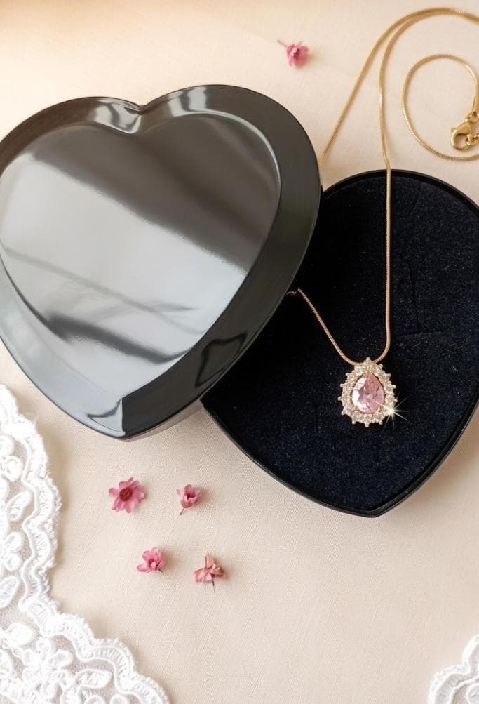 Blush Pink Teardrop Crystal Necklace, Gold Chain, Romantic Bridal Jewelry - image 5