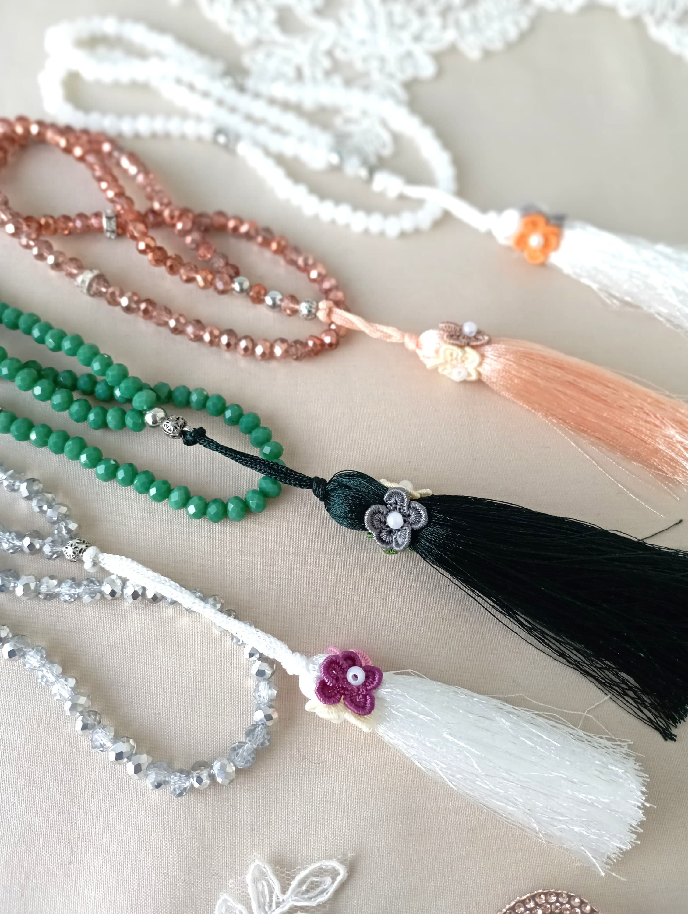 Personalized Crystal Tasbeeh: 99* mm Dhikr Beads, Islamic Gift - image 3
