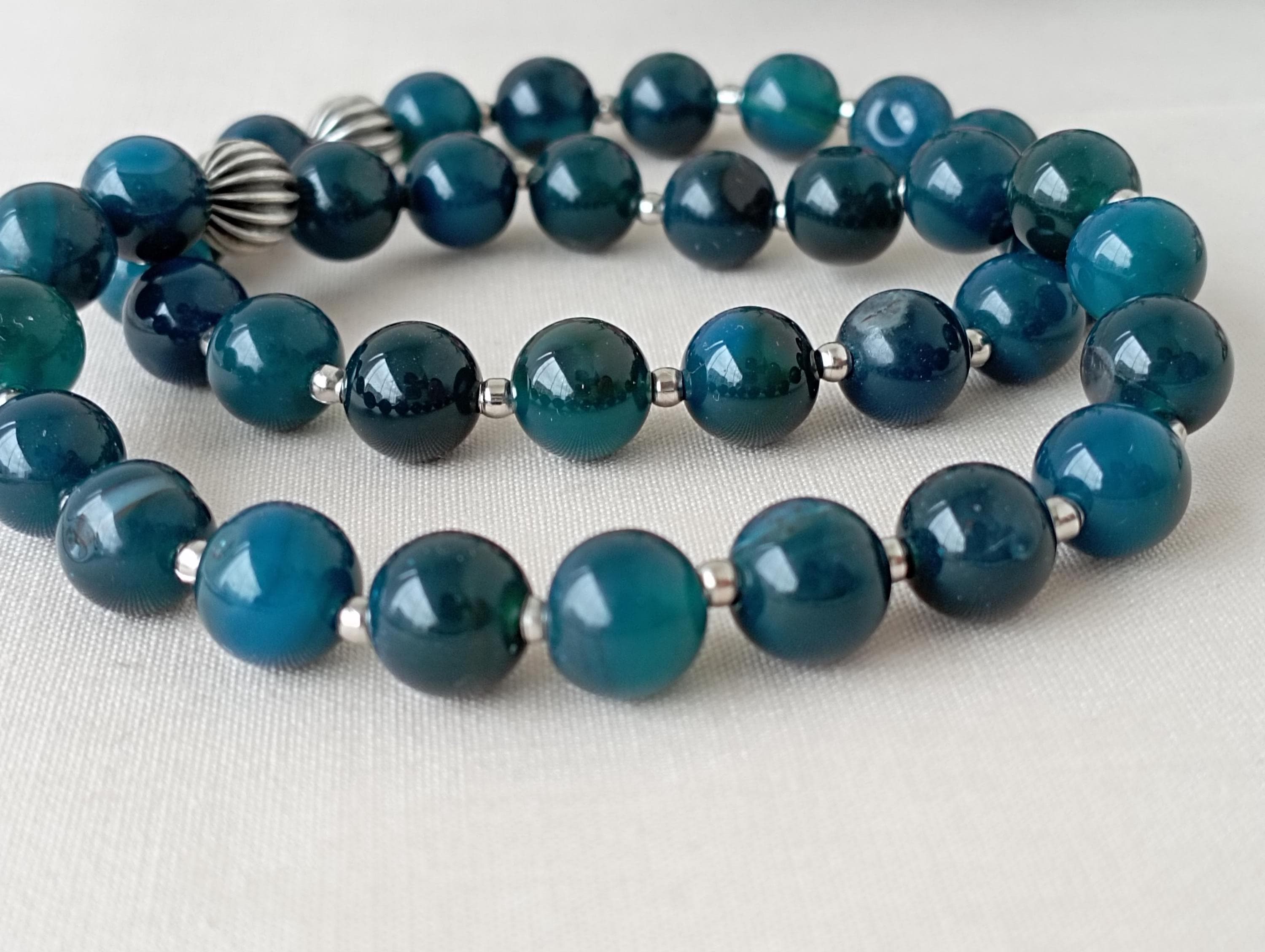 blue agate gift men bracelet healing new year cristmas