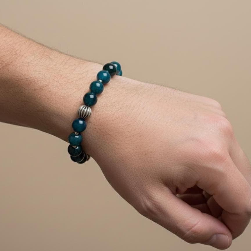 Navy Agate Bracelet, 8mm * For Men or Women, 7.5 inch - image 5