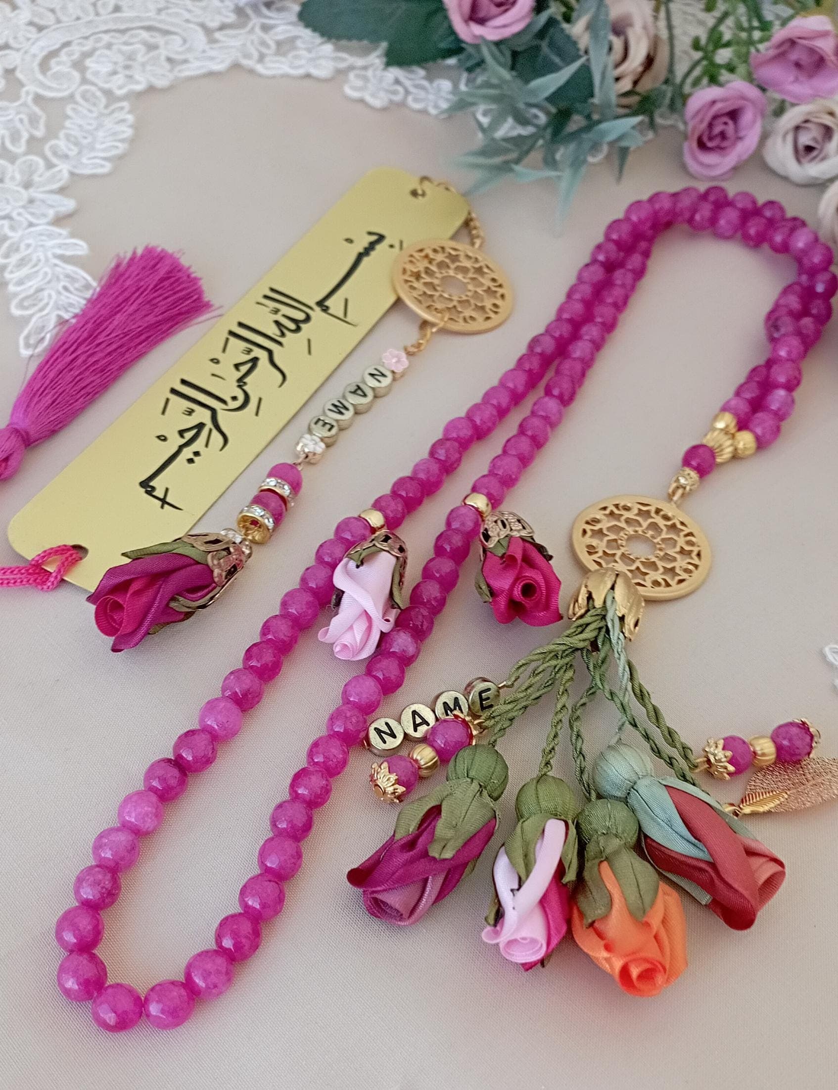 rose prayer beads, rose tasbih