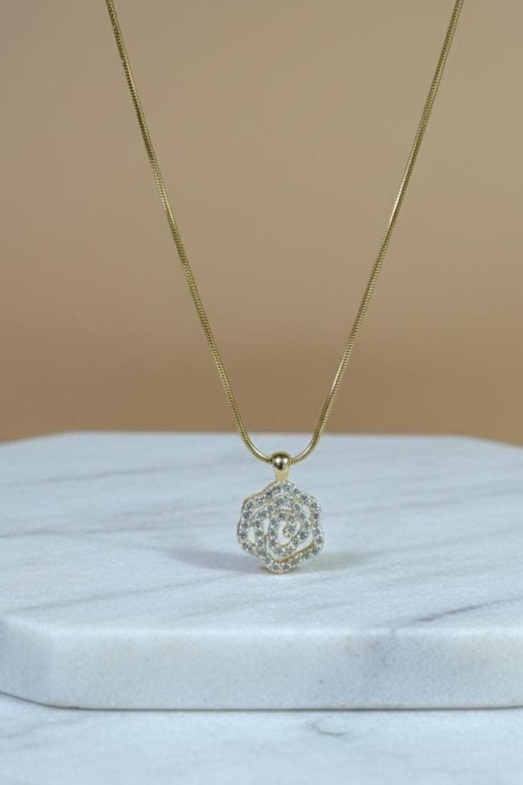 Rose Pendant Stainless Stell Chain Necklace, Gift for Women, 17.7 inch chain adjustable - image 5
