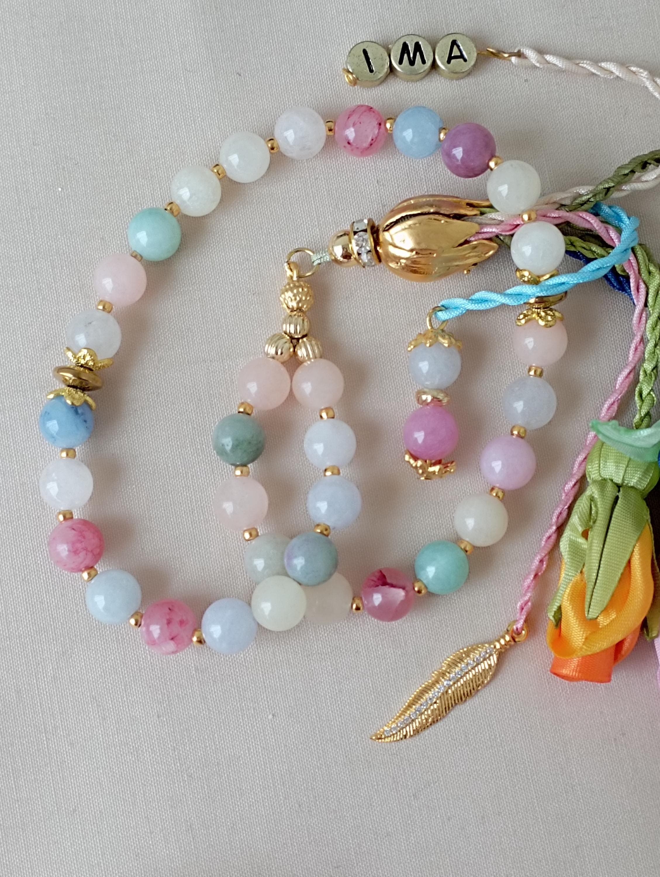 Pastel Color Ceyt Stone Tasbeeh: 33*8 mm, Islamic Prayer Beads Misbaha - image 4