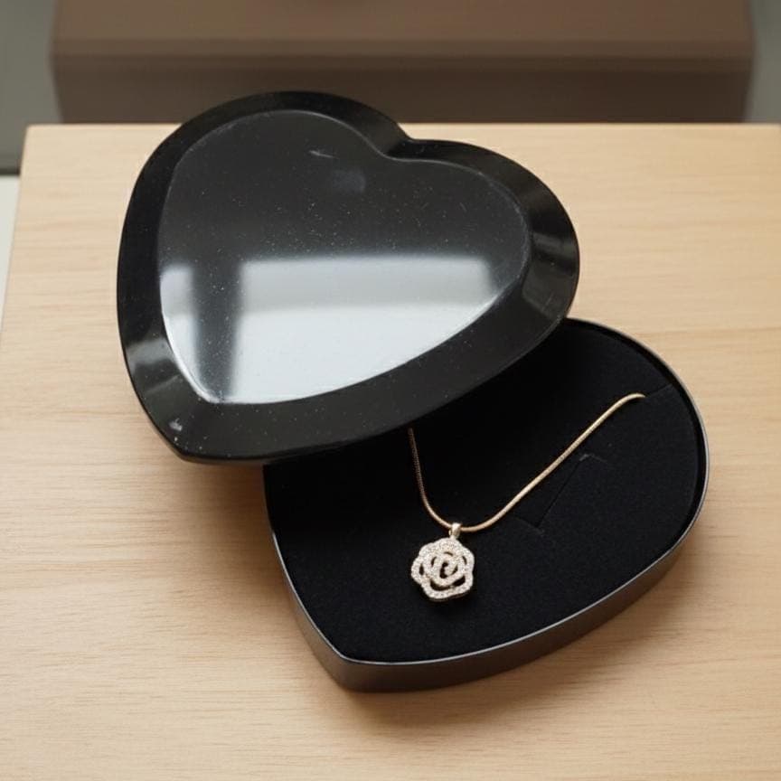Rose Pendant Stainless Stell Chain Necklace, Gift for Women, 17.7 inch chain adjustable - image 3