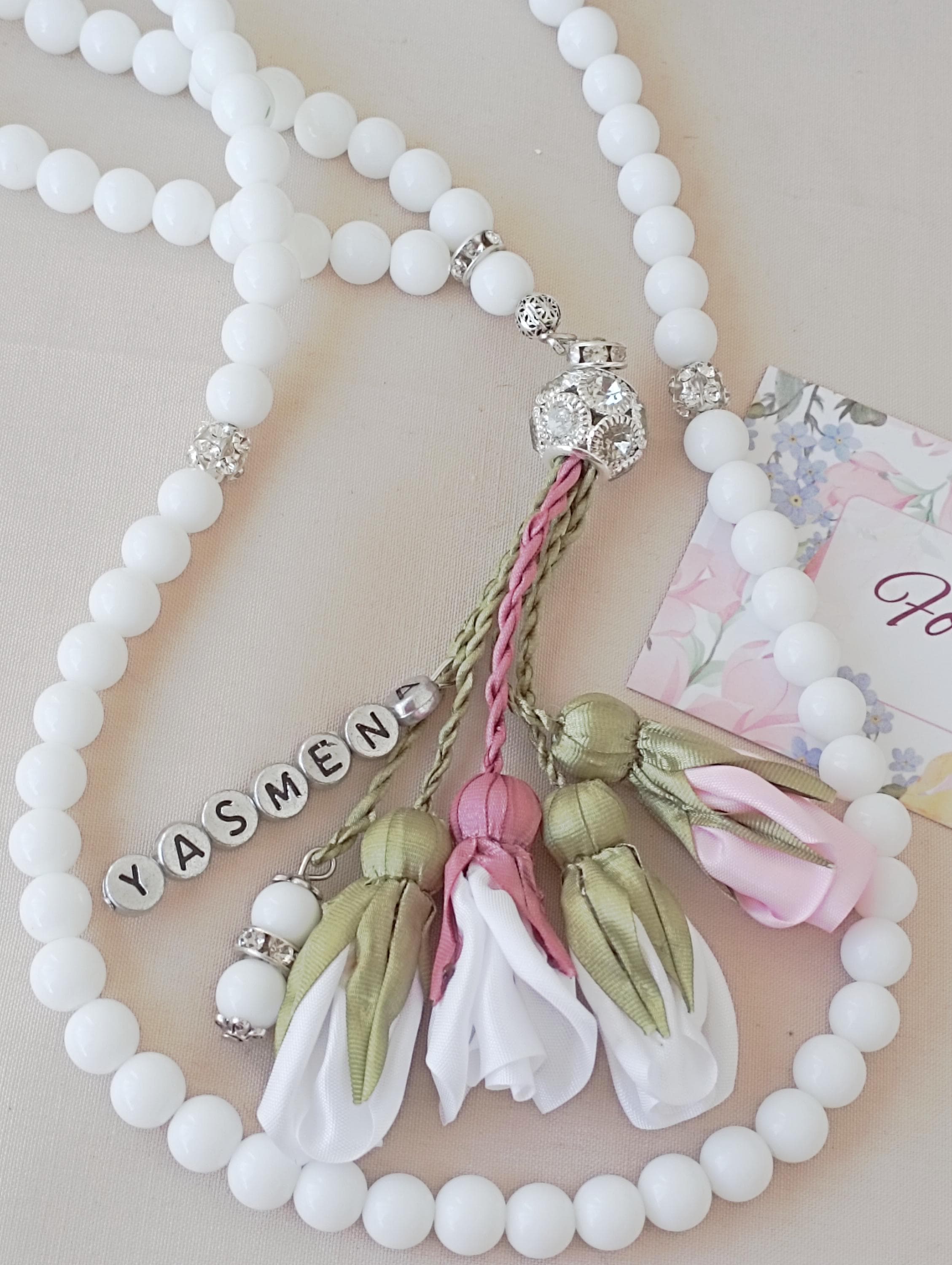 White Tasbih Prayer Beads: Muslimah Friend Gift, Mawlid Gift - image 5