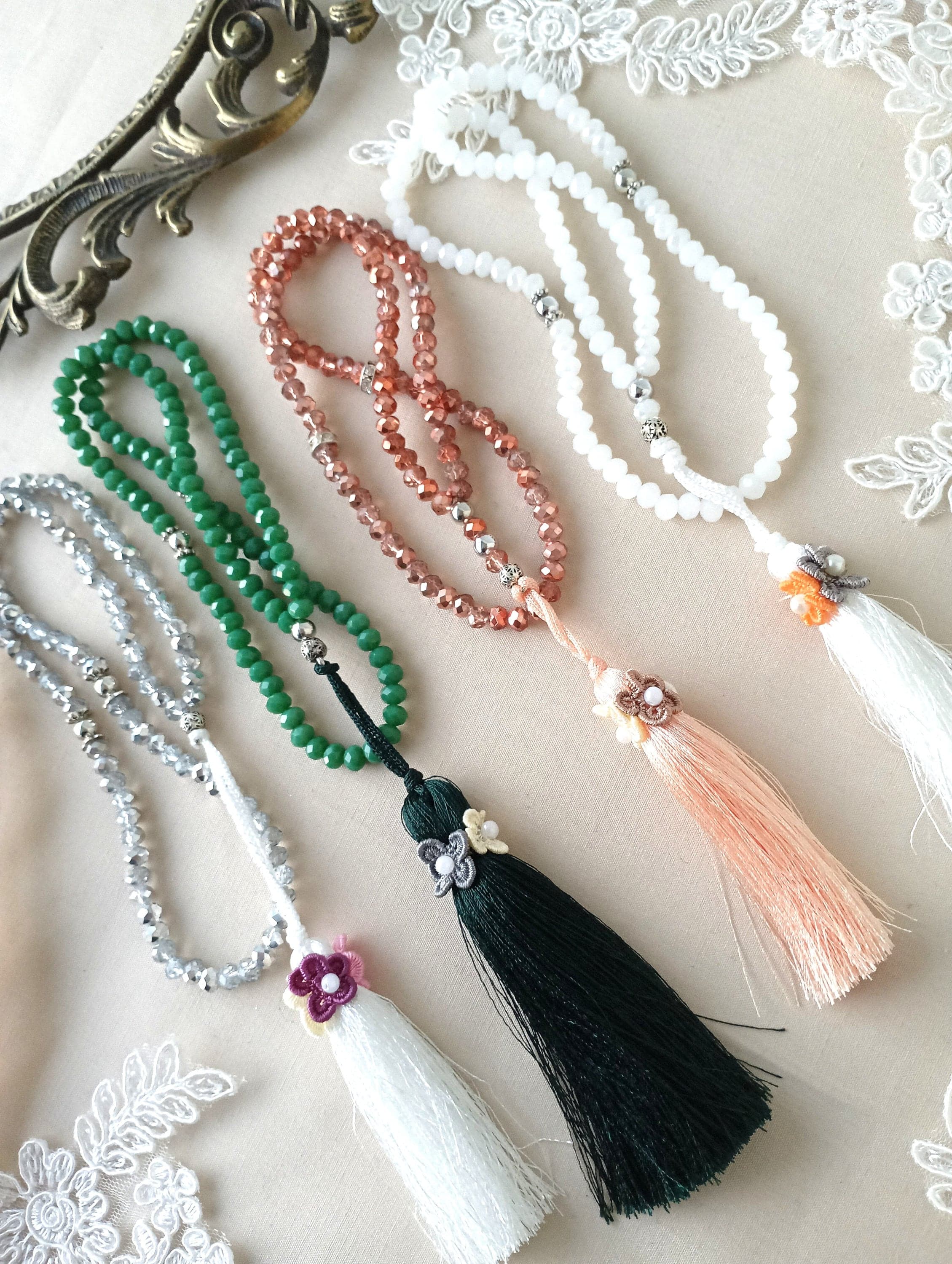 Personalized Crystal Tasbeeh: 99* mm Dhikr Beads, Islamic Gift