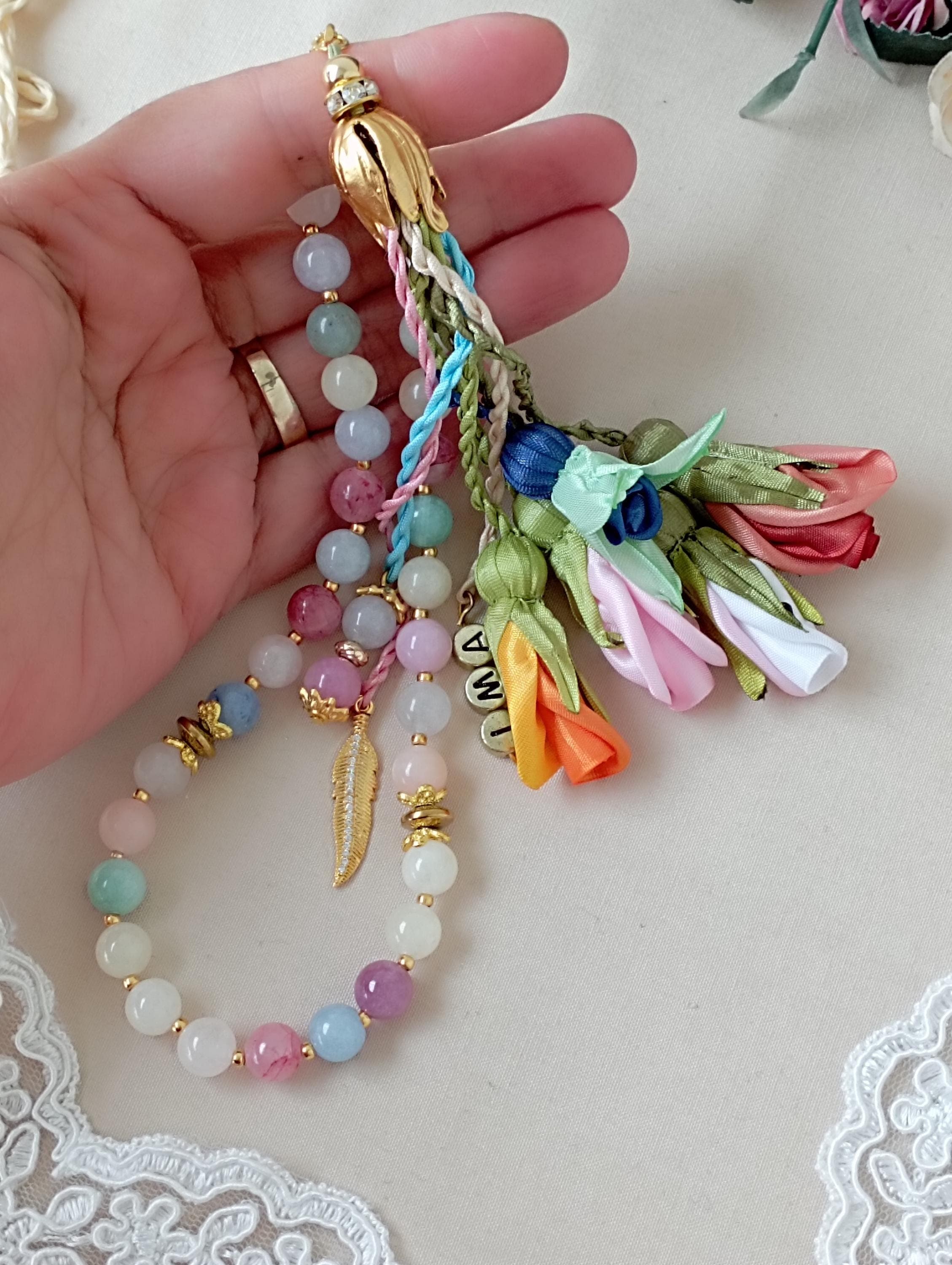 Pastel Color Ceyt Stone Tasbeeh: 33*8 mm, Islamic Prayer Beads Misbaha