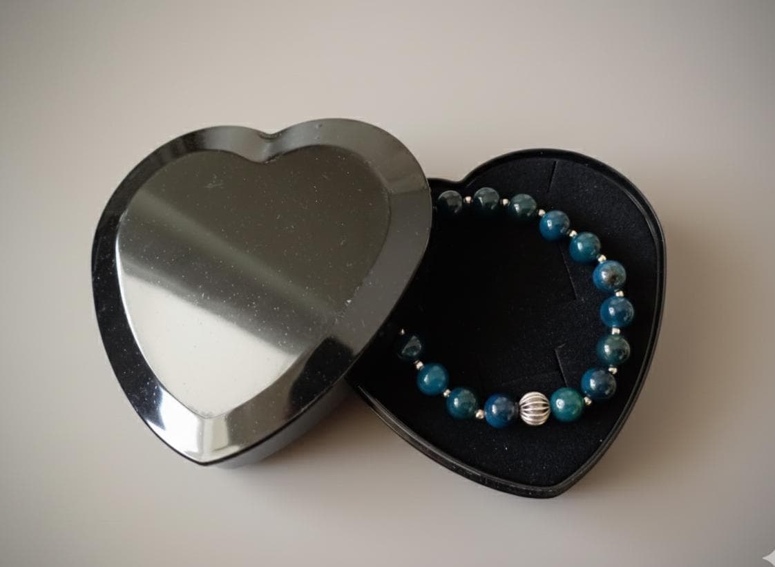 Navy Agate Bracelet, 8mm * For Men or Women, 7.5 inch - image 4