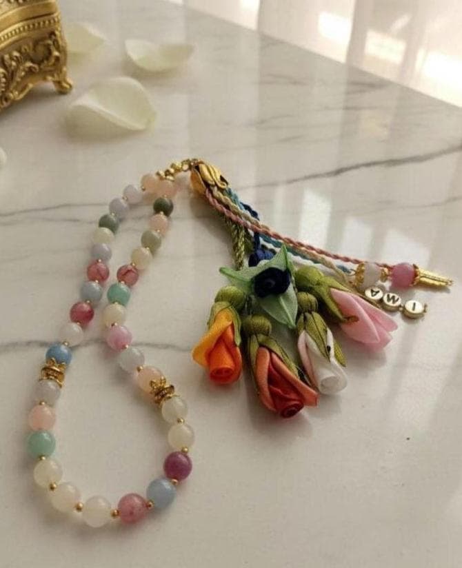 Pastel Color Ceyt Stone Tasbeeh: 33*8 mm, Islamic Prayer Beads Misbaha - image 3