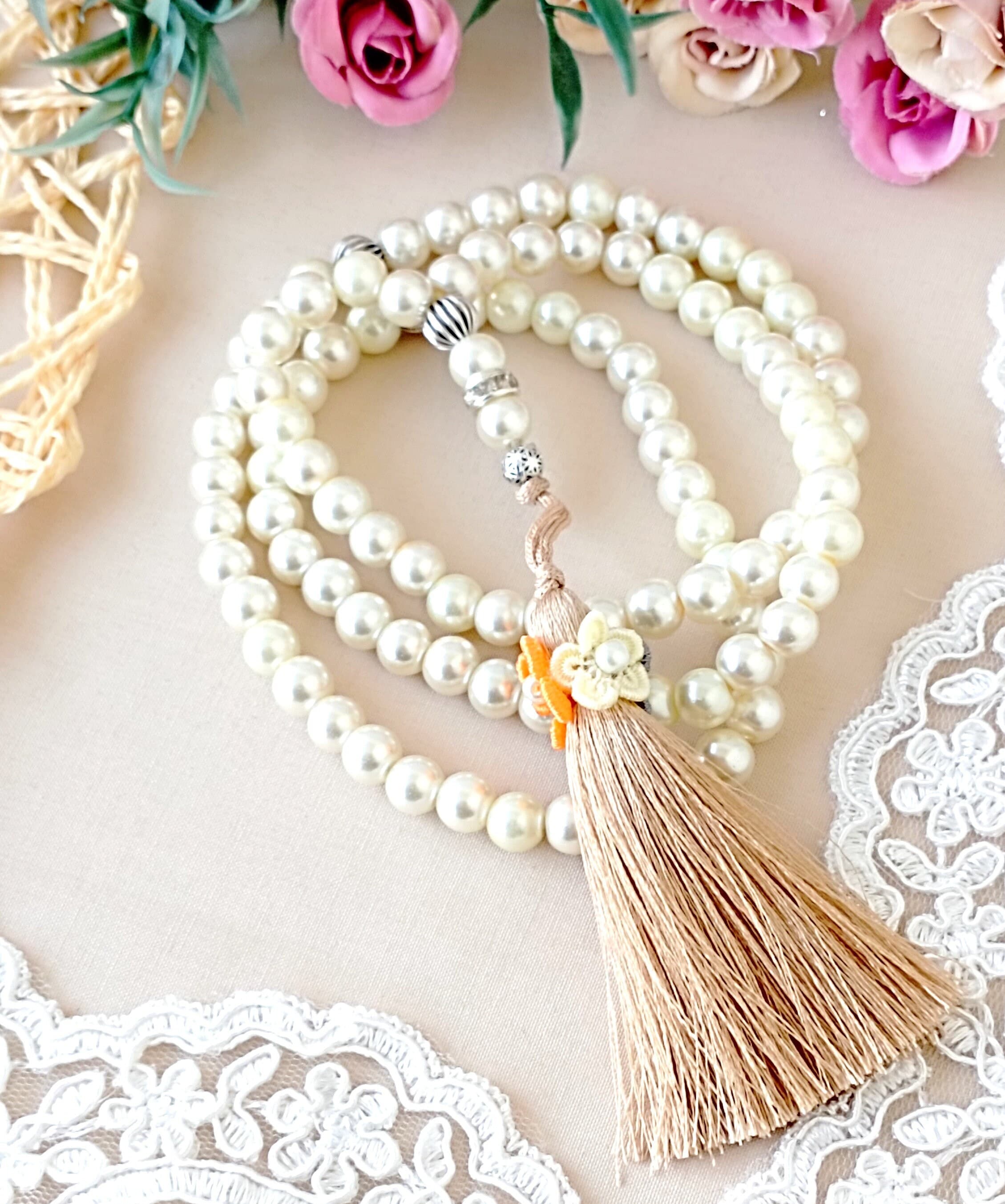 white pearl tasbih, weddingislami gift