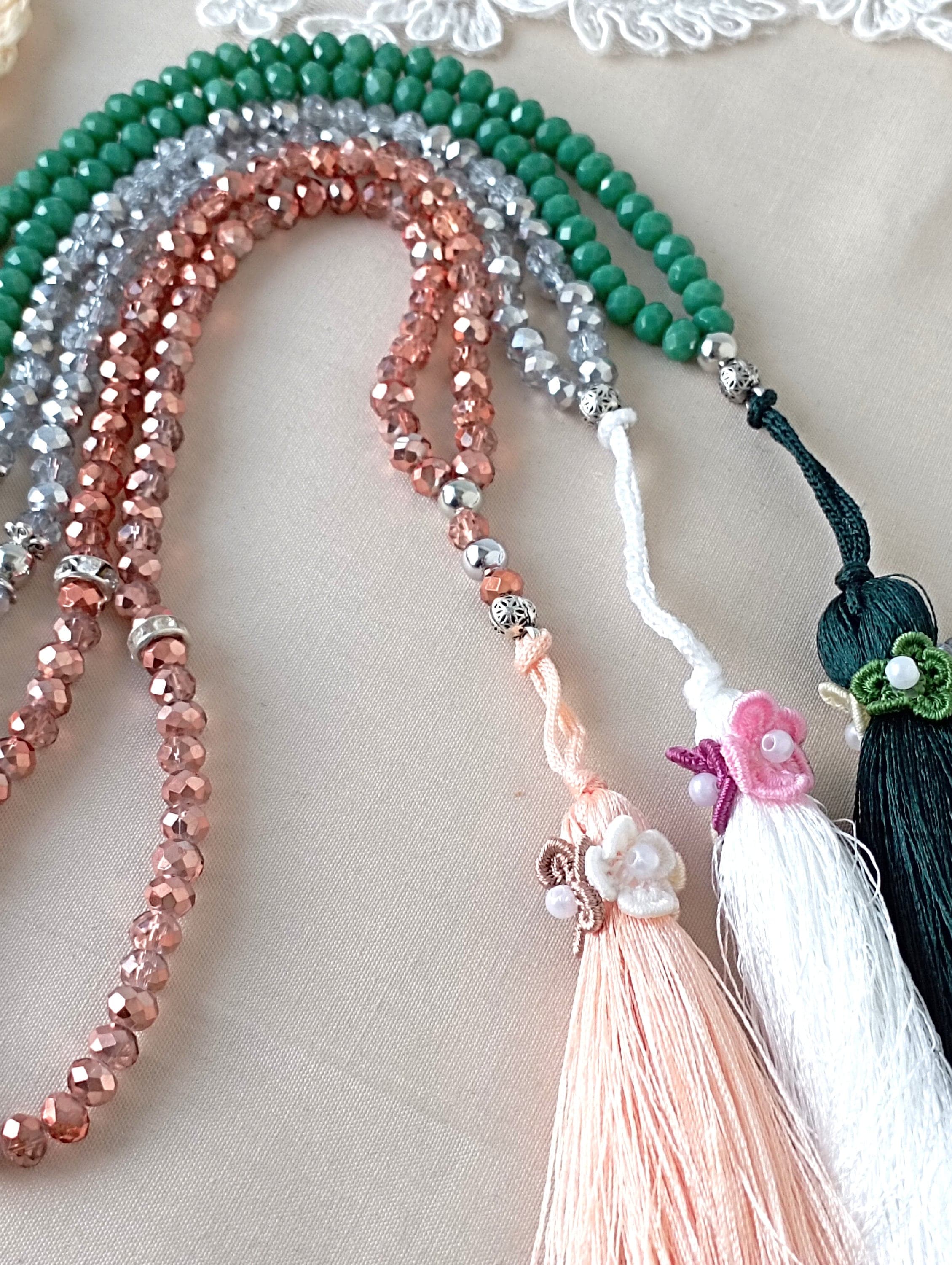 Personalized Crystal Tasbeeh: 99* mm Dhikr Beads, Islamic Gift - image 4