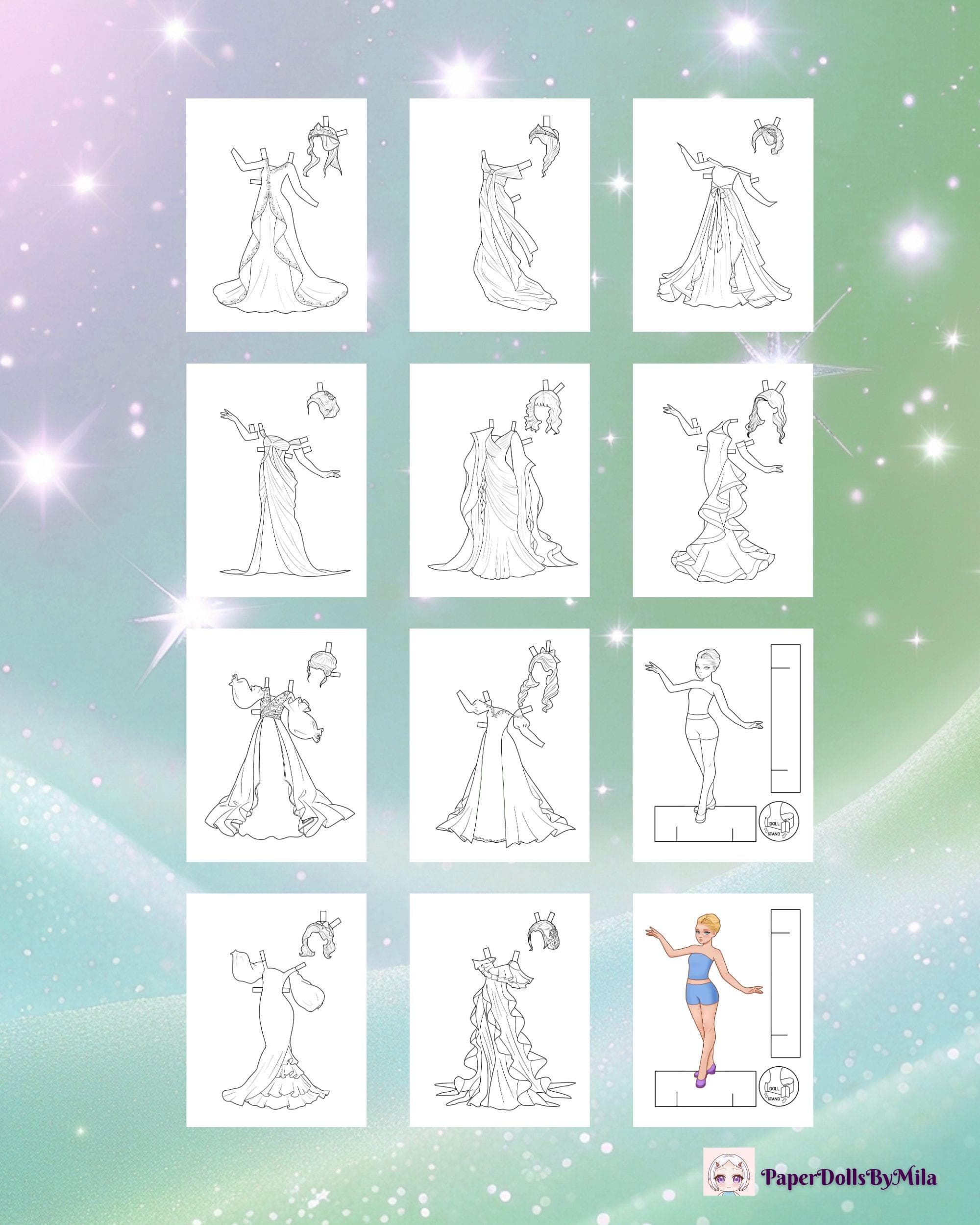 Princess Paper Doll Dress-Up Set – Cut, Color & Play! Activity Coloring Pages For Kids - image 5
