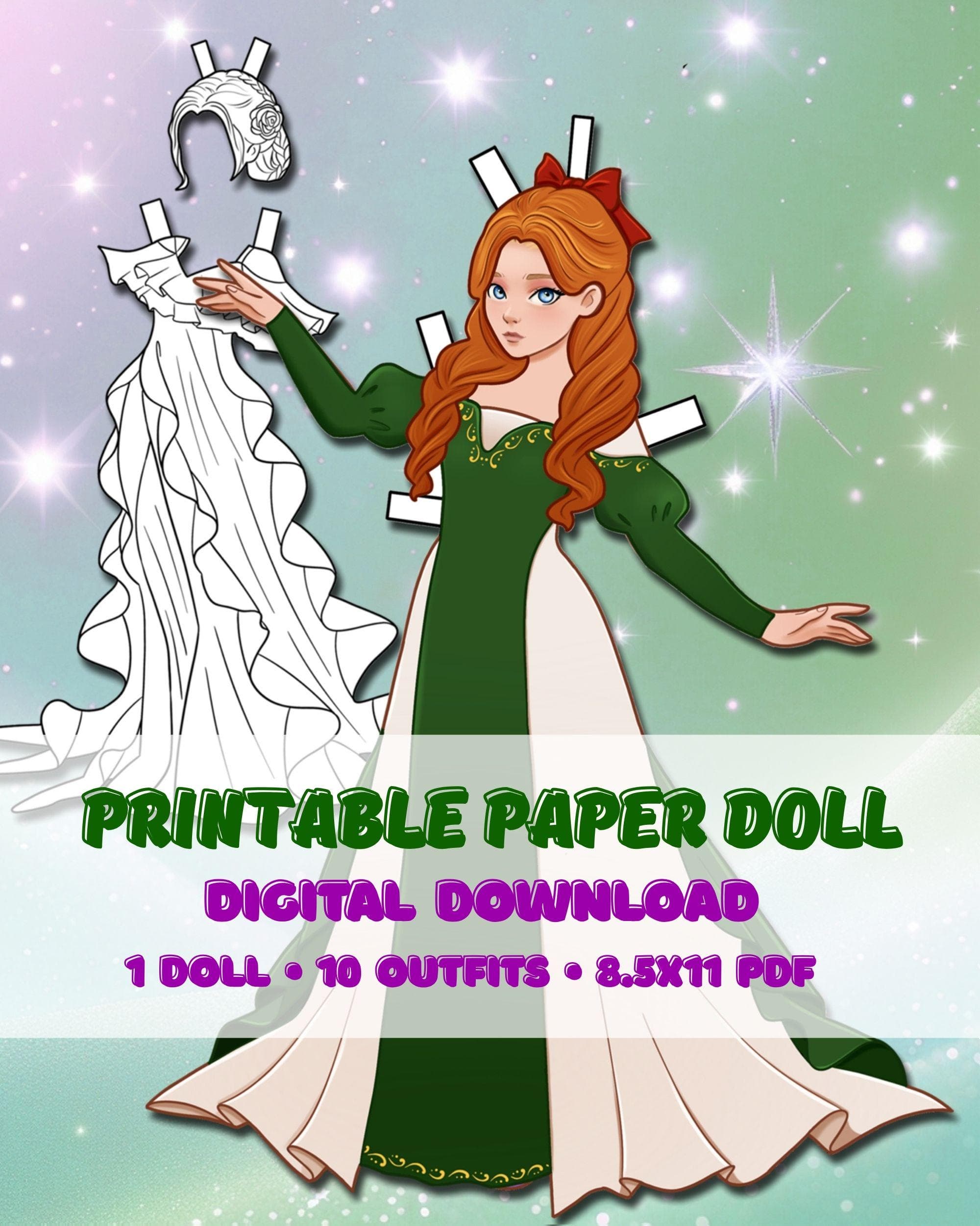 Princess Paper Doll Dress-Up Set – Cut, Color & Play! Activity Coloring Pages For Kids - image 2