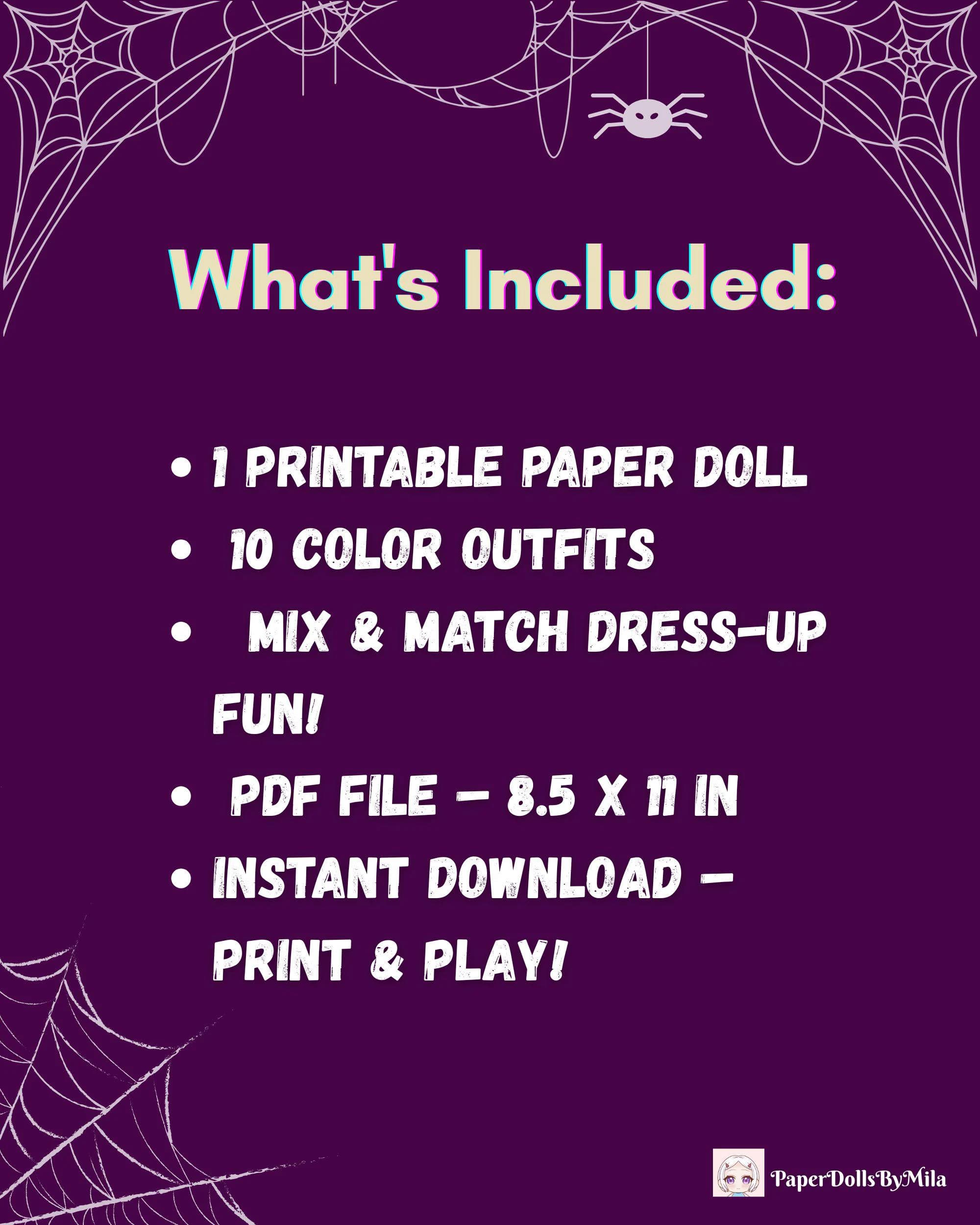 Paper Doll, Chibi Dress Up Doll, Halloween Craft, Full Color PDF - image 5