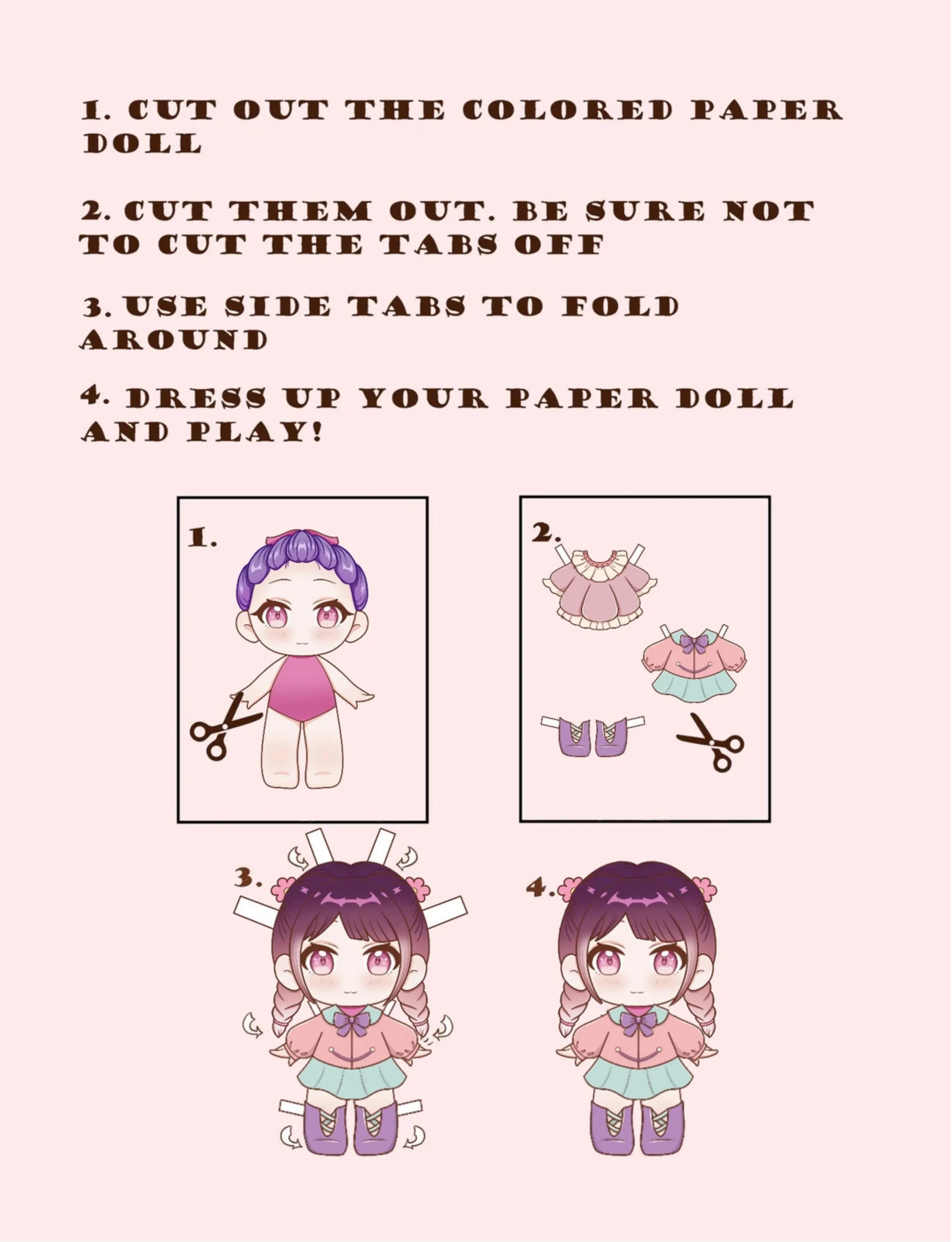Paper Doll, Chibi Dress Up Doll, Halloween Craft, Full Color PDF - image 4