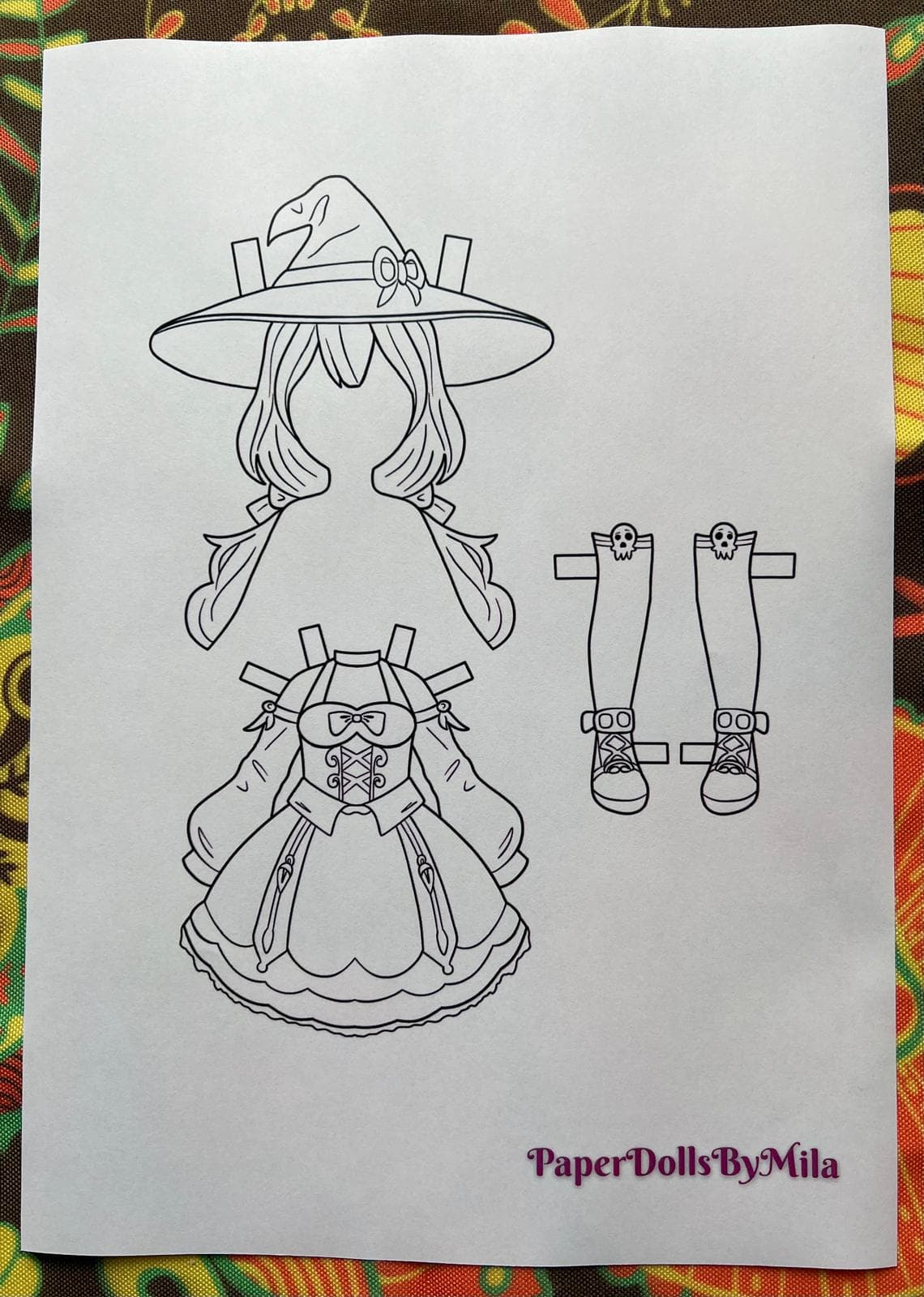Printable Anime Witch Paper Doll, Halloween Dress Up Doll, 10 Outfits, PDF - image 3