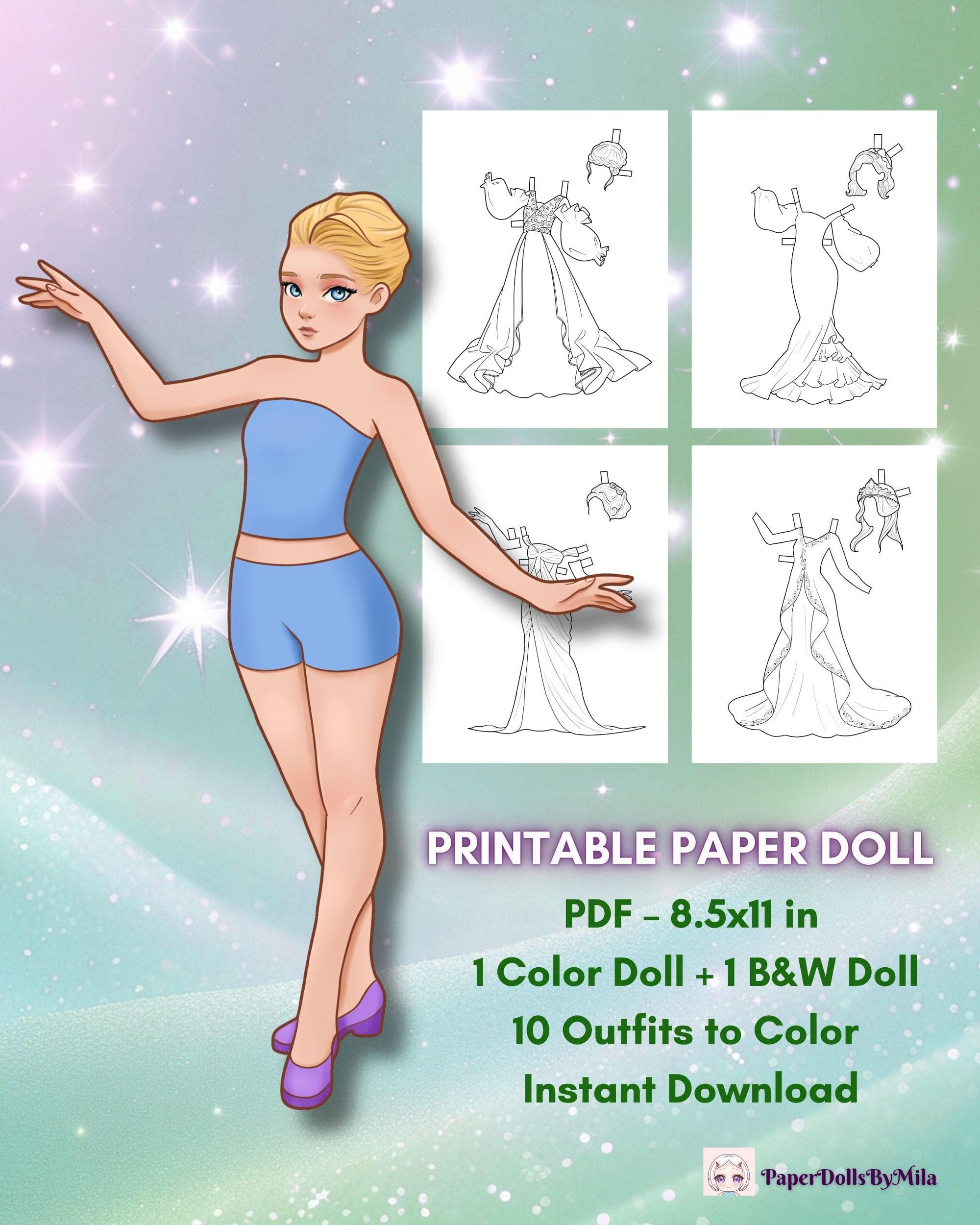 Princess Paper Doll Dress-Up Set – Cut, Color & Play! Activity Coloring Pages For Kids - image 4