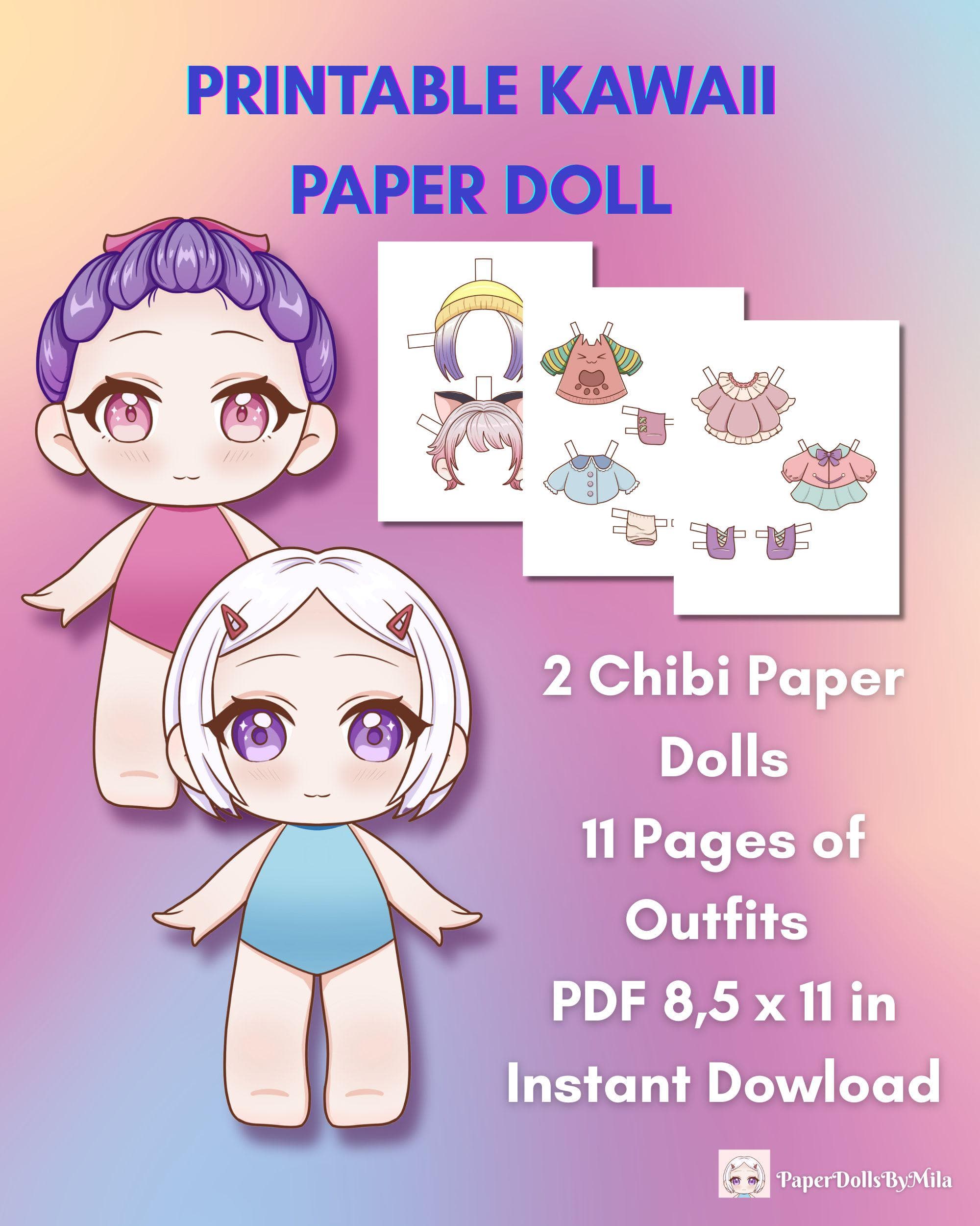 Printable Chibi Paper Dolls: Cut & Play Dress-Up Set (PDF Download) - image 3