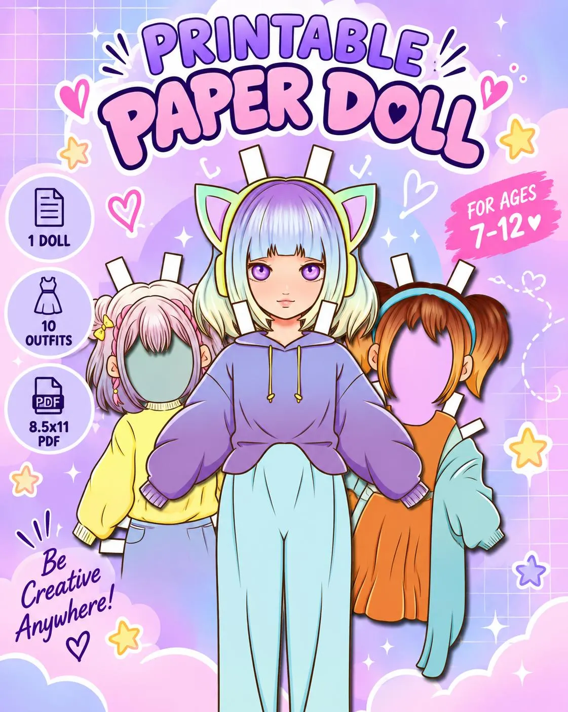 Printable Anime Paper Doll - Dress Up Craft for Kids (PDF Download)