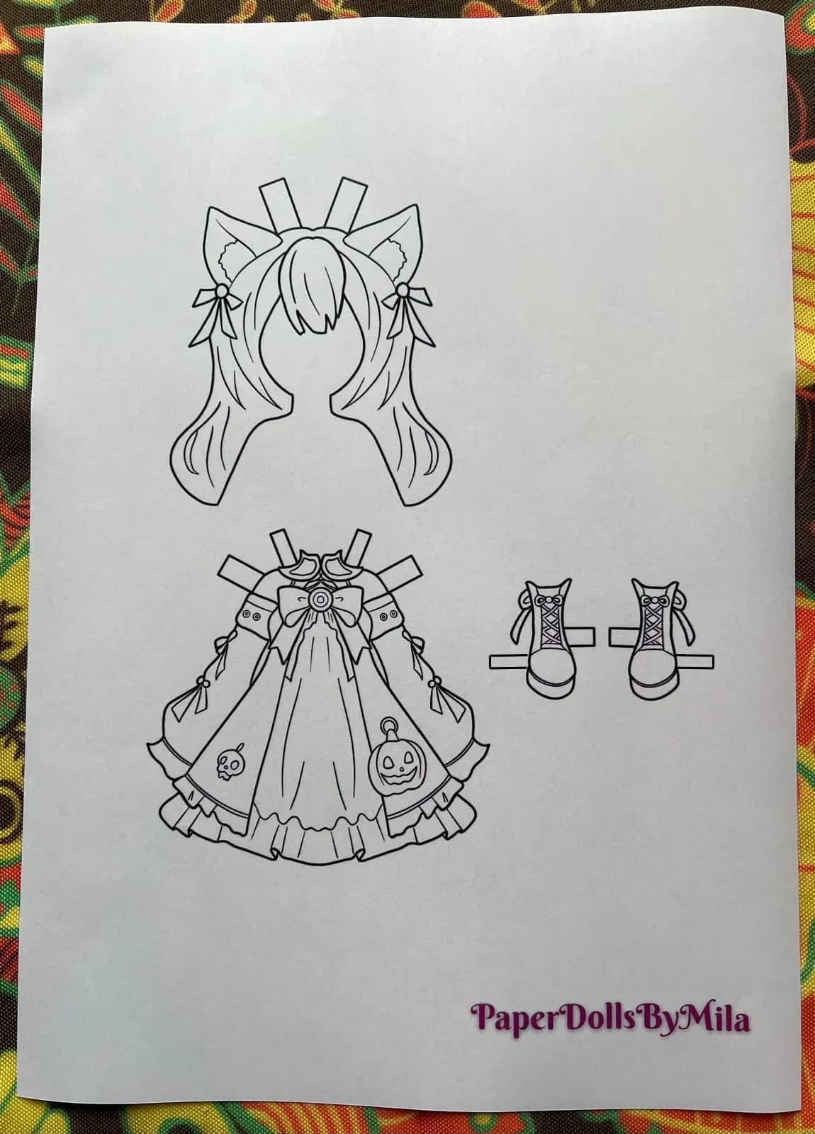 Printable Anime Witch Paper Doll, Halloween Dress Up Doll, 10 Outfits, PDF - image 4