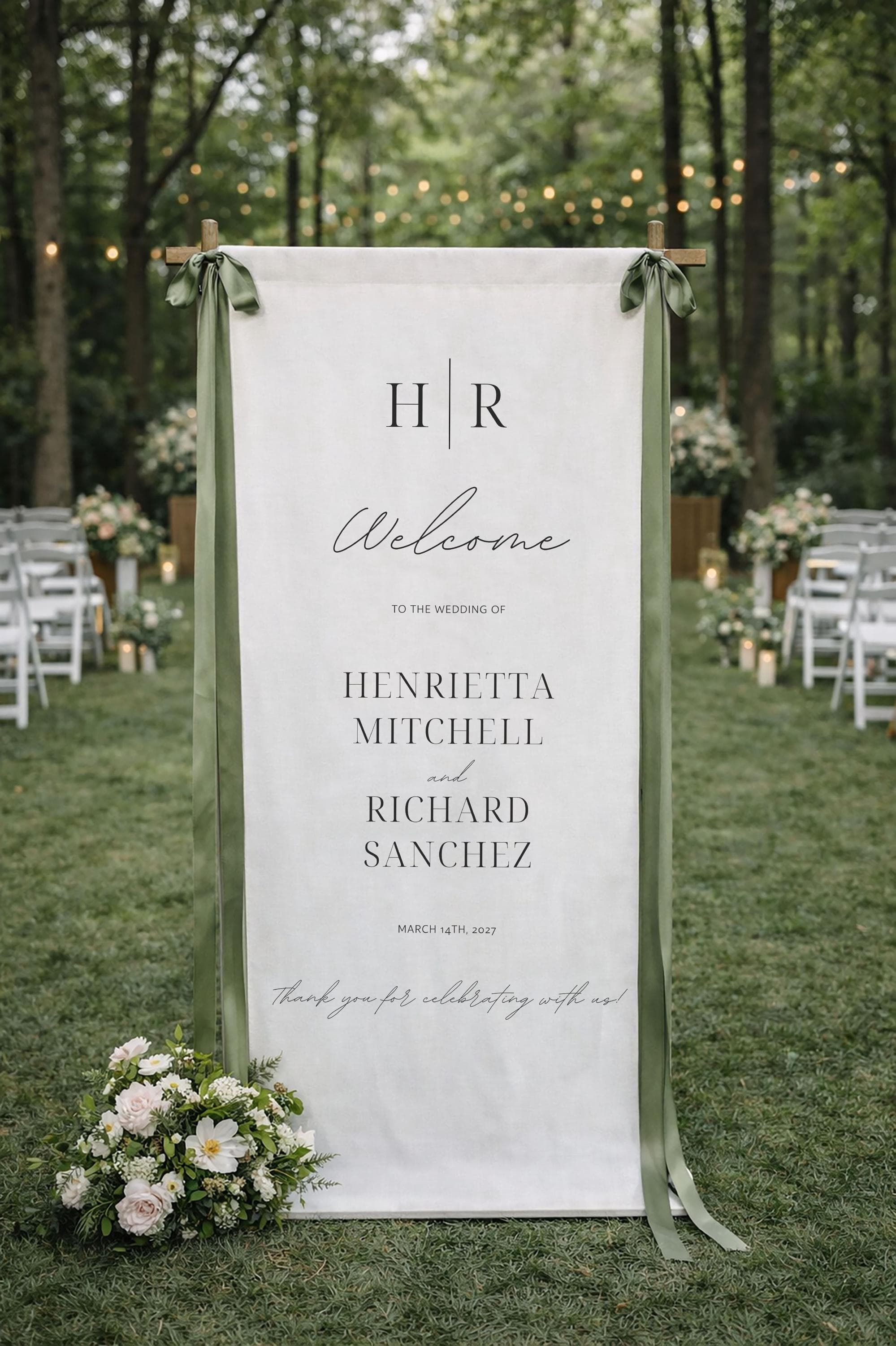 Custom Fabric Wedding Welcome Sign: Modern Polyester Ceremony Decor - image 2