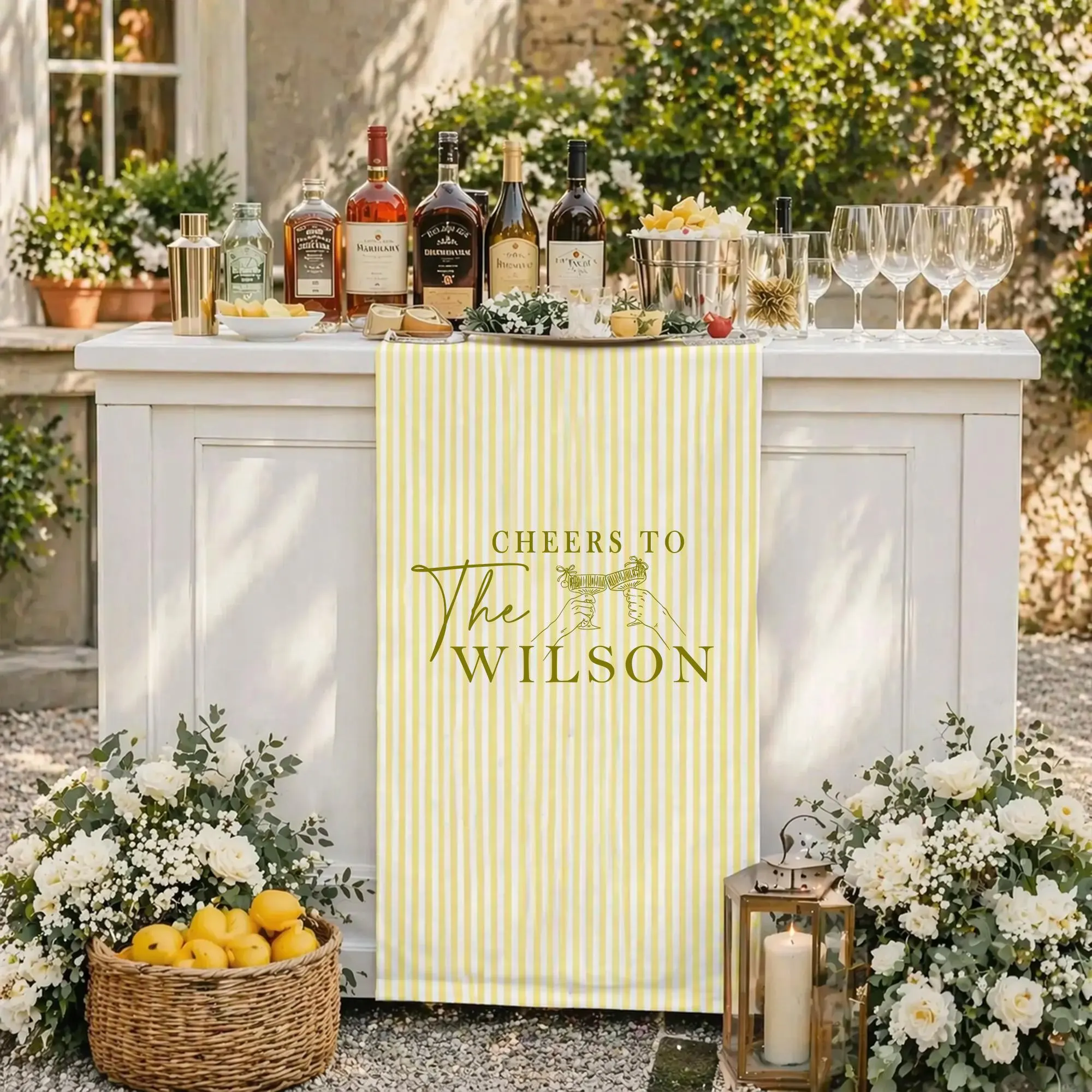 Wedding Bar Sign Polyester Banner,Cheers to the Couple Sign,Custom Wedding Bar,Personalized Drink Station Banner,Elegant Wedding Reception - image 4