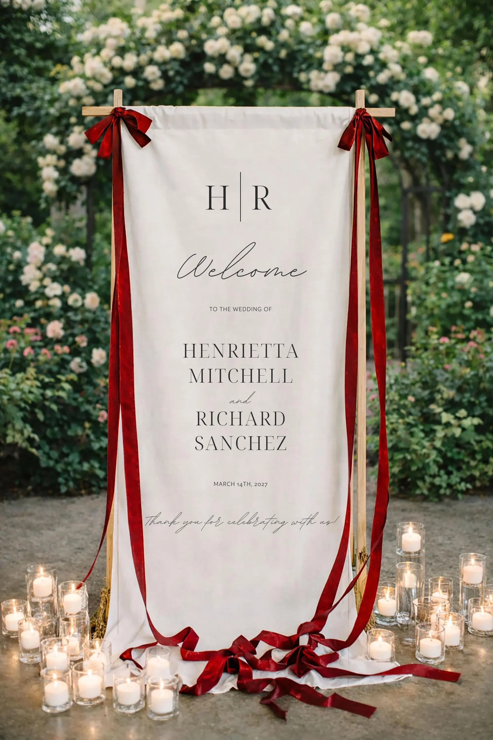 Custom Fabric Wedding Welcome Sign: Modern Polyester Ceremony Decor - image 4