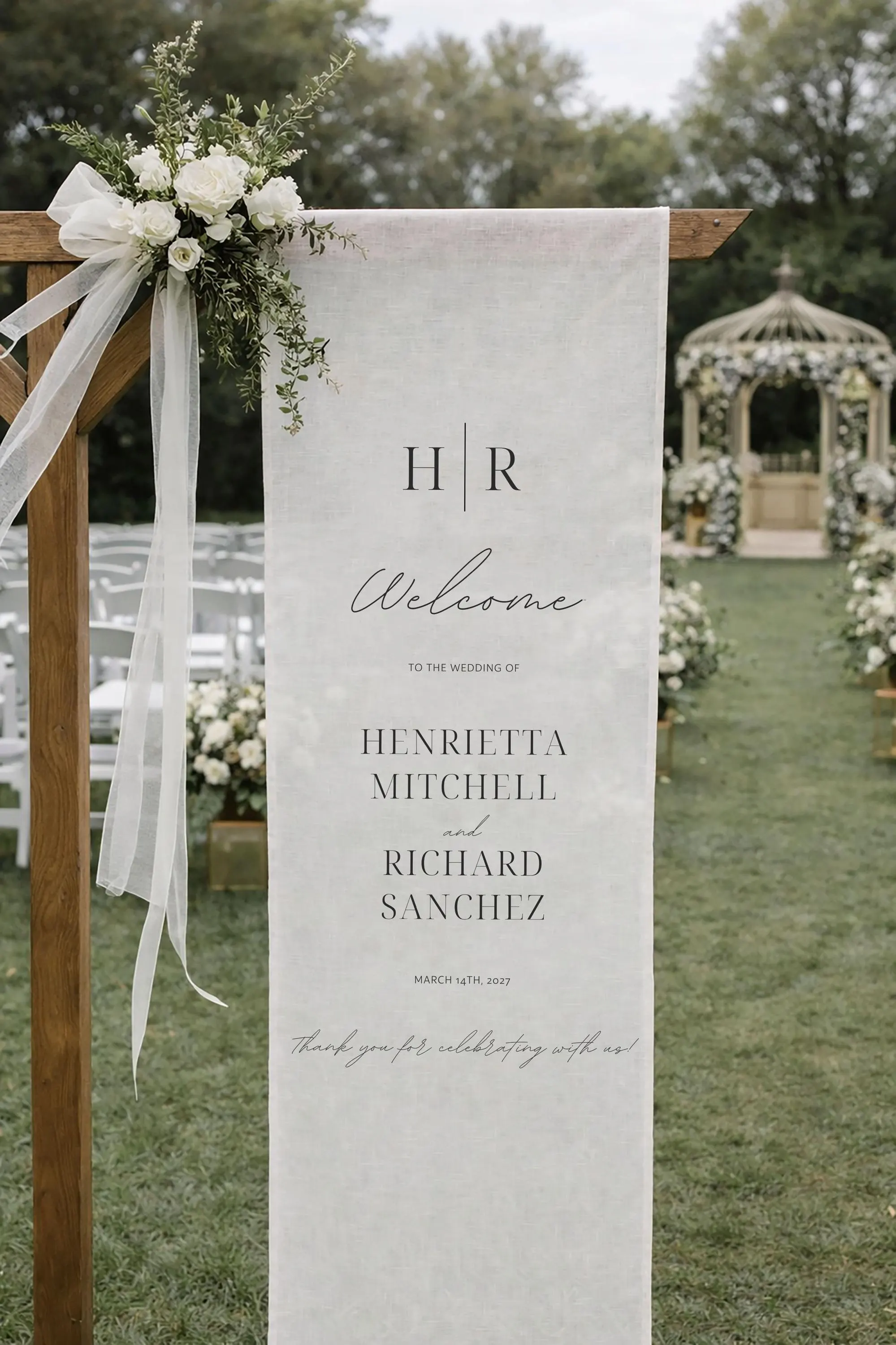 Custom Fabric Wedding Welcome Sign: Modern Polyester Ceremony Decor - image 3