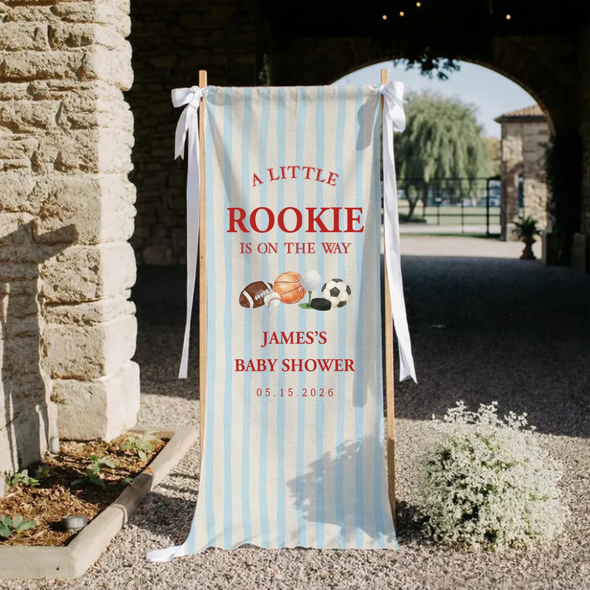Rookie Baby Shower Banner, Sports Theme Welcome Sign, Boy Party Decor