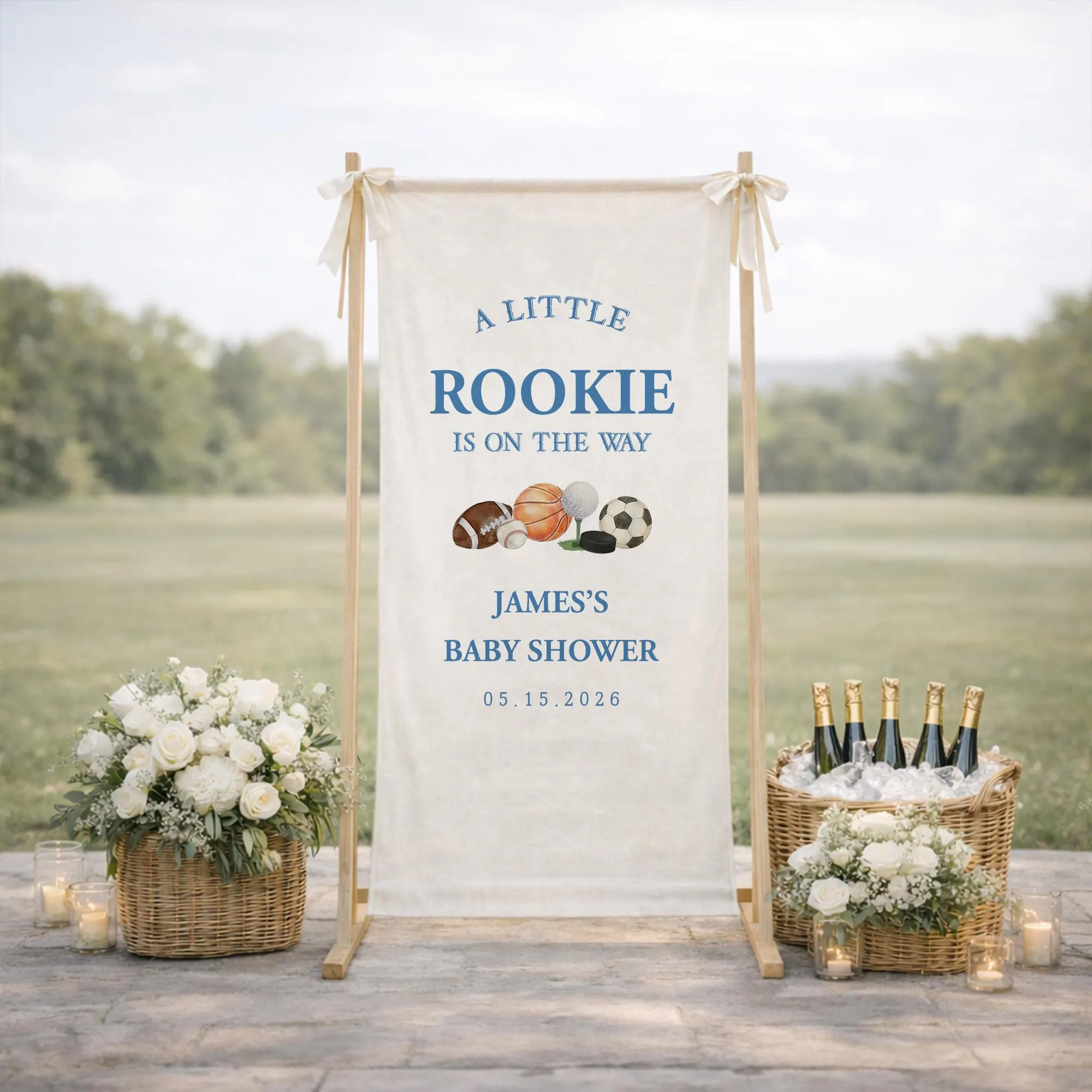 Rookie Baby Shower Banner, Sports Theme Welcome Sign, Boy Party Decor - image 5