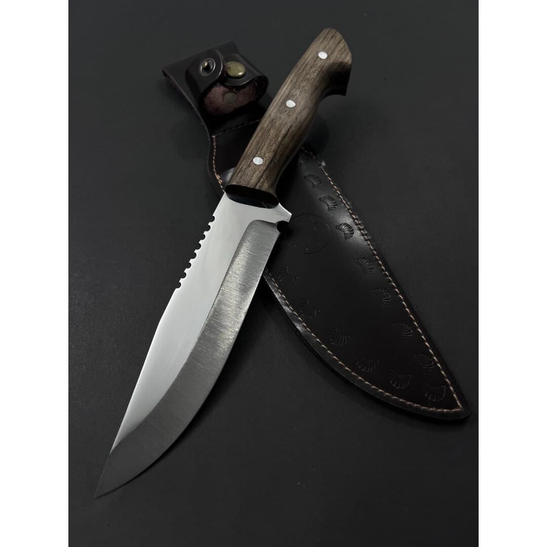 Handmade 10" Bushcraft Knife: Walnut Handle, 4116 Stainless Steel Hunter Gift