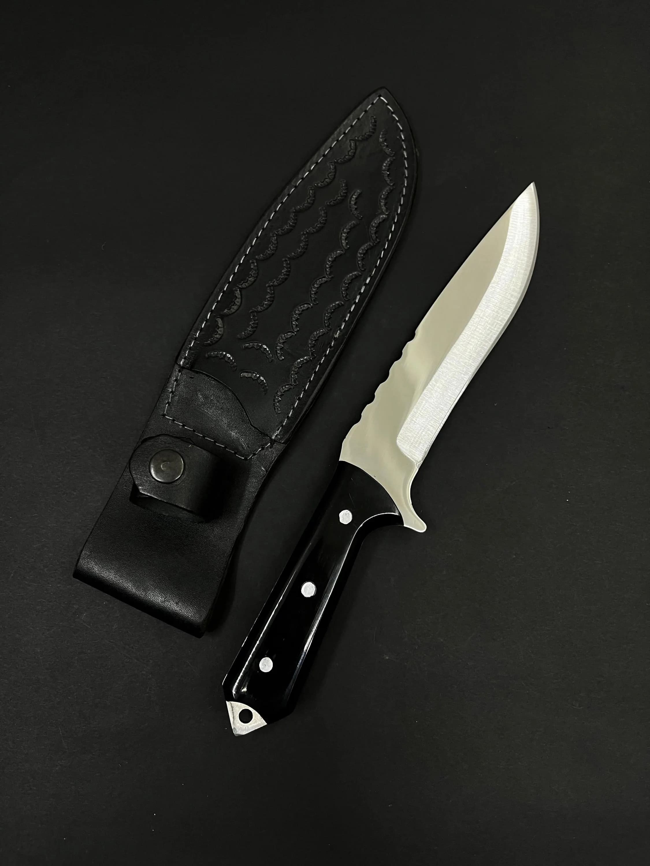 Personalized Hunting Knife: 4116 Stainless Steel, Black Micarta Handle - image 3