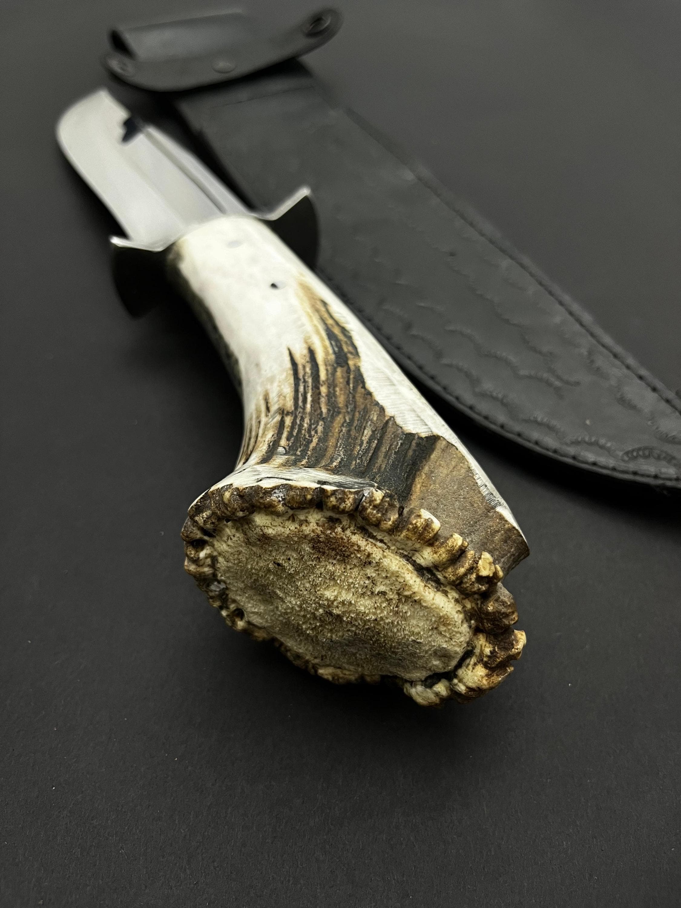 Personalized Forged Bowie Knife: Deer Horn Handle Custom Unique Valentine Gift - image 3