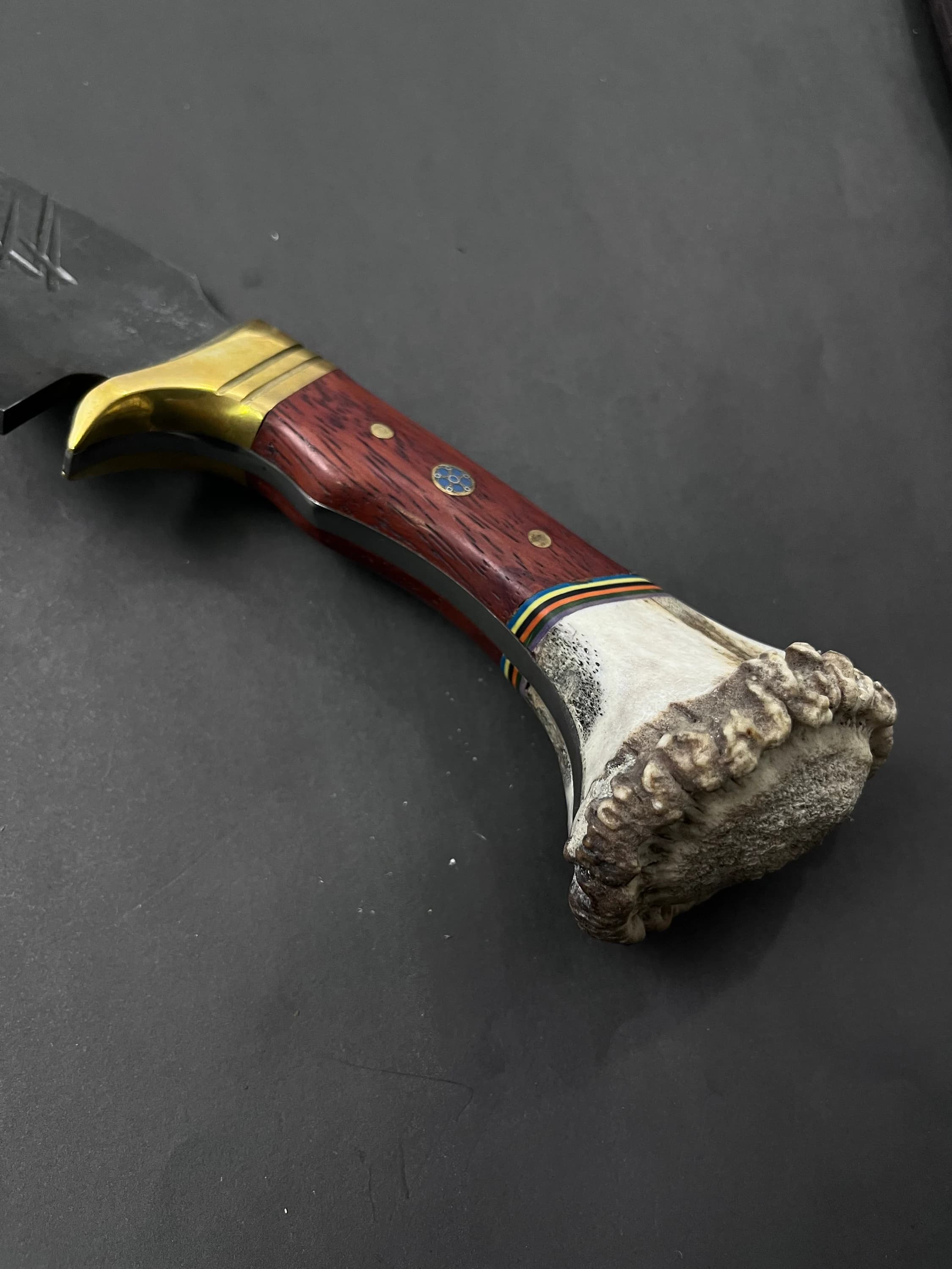 Personalized Stag Horn Hunting Knife, Forged 5160 Steel, Camping Gift
