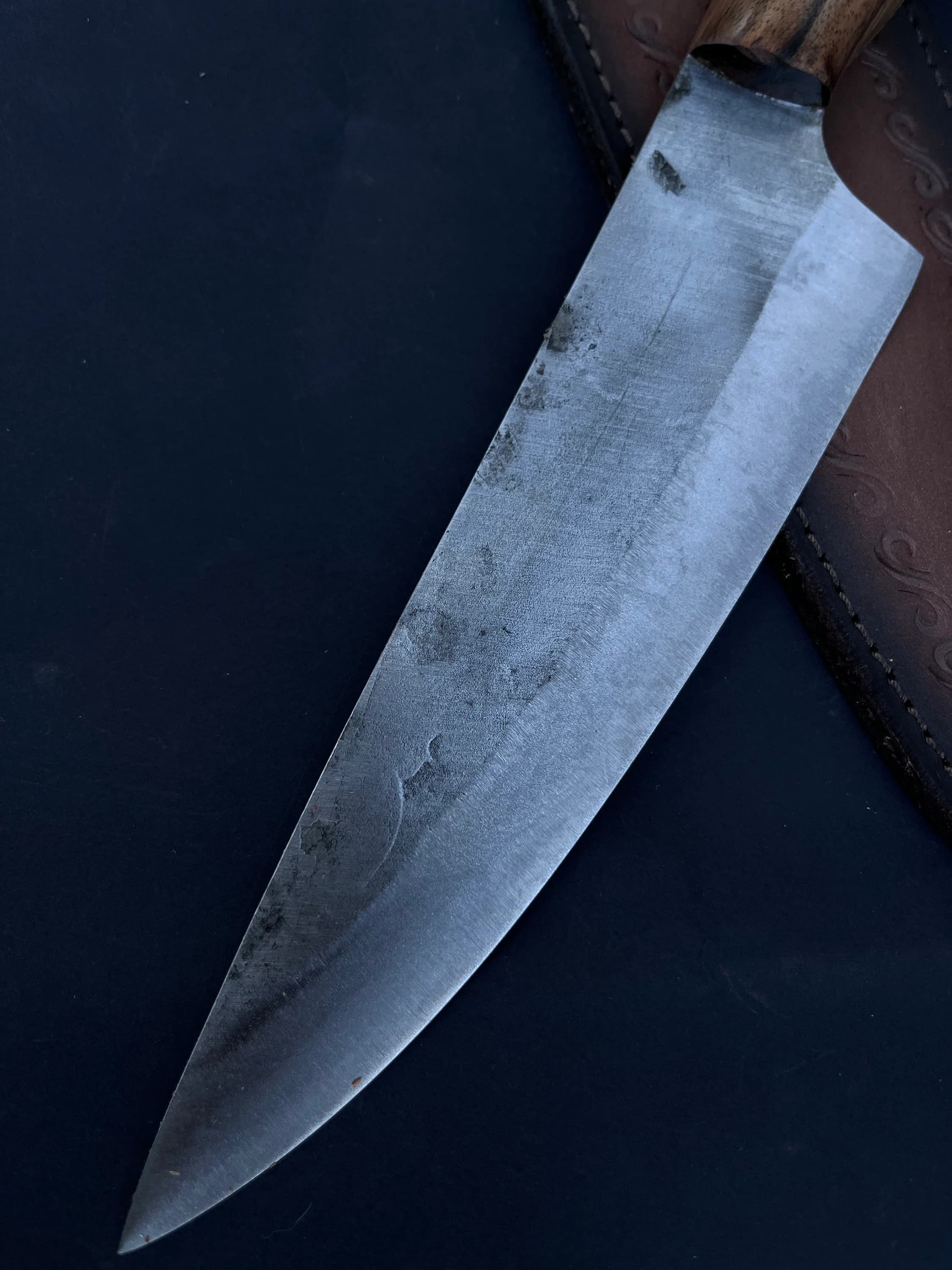 Hand Forged Steel Chef Knife: Walnut Handle, Personalized Gift for Cook - image 2