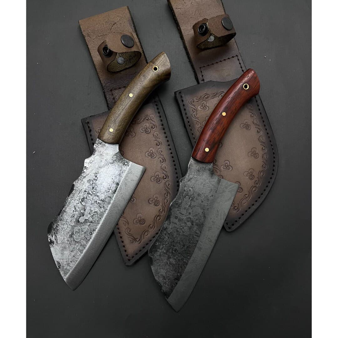 Hand Forged Serbian Cleaver: Personalized Wood Handle Hunting Knife