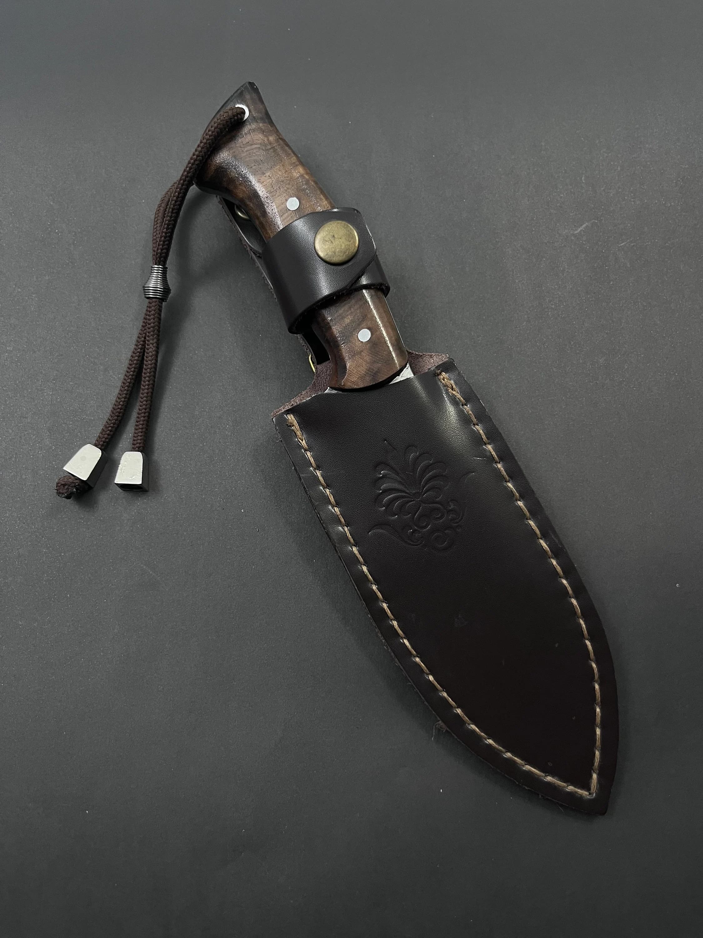 Custom Engraved Hunting Knife: German Steel, Walnut Handle, Tactical Knife with Sheath - image 4