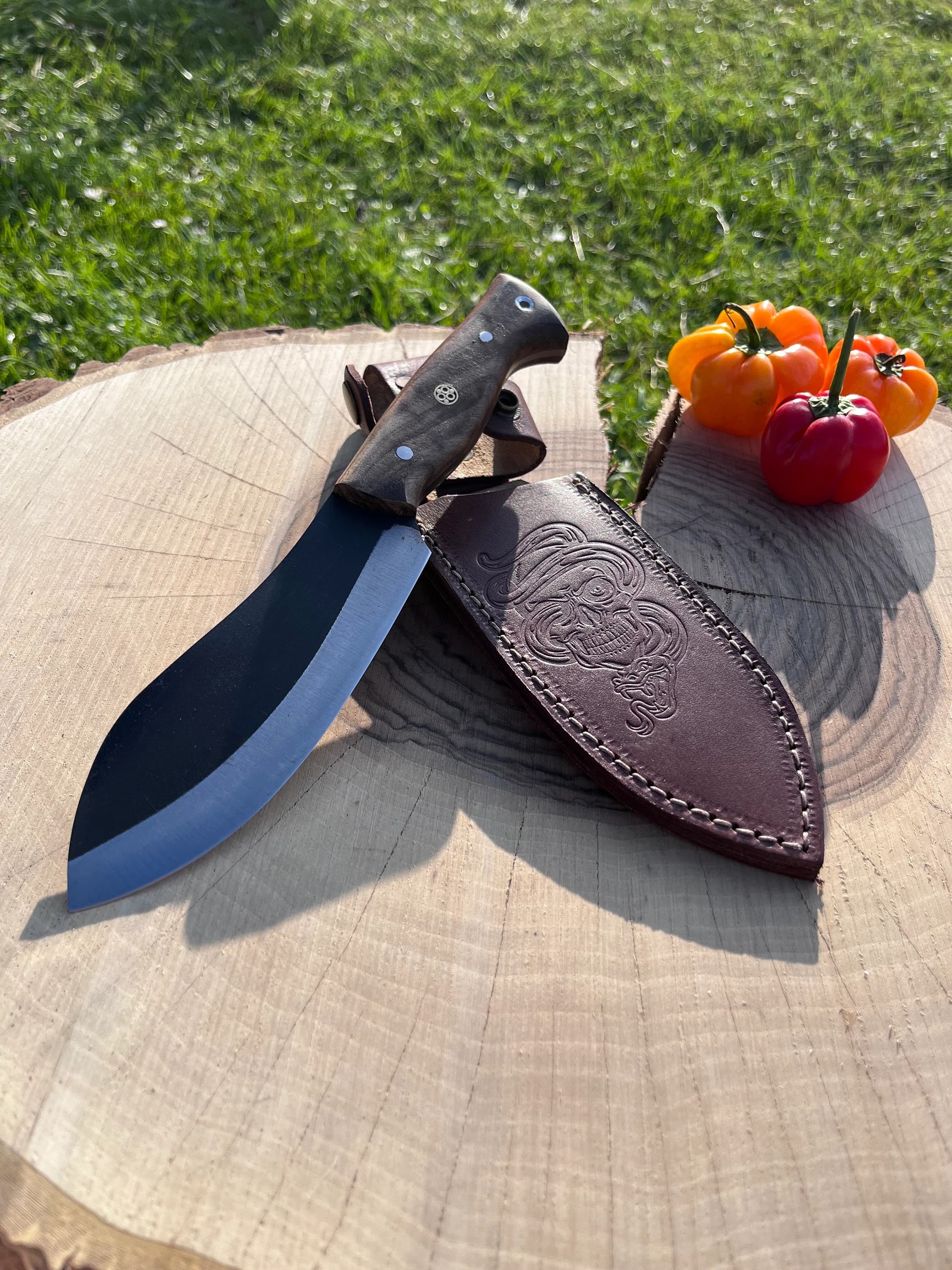 Custom Engraved Nessmuk Knife: 9.84" Full Tang Stainless Steel, Walnut Grip Hunting Knife Gift