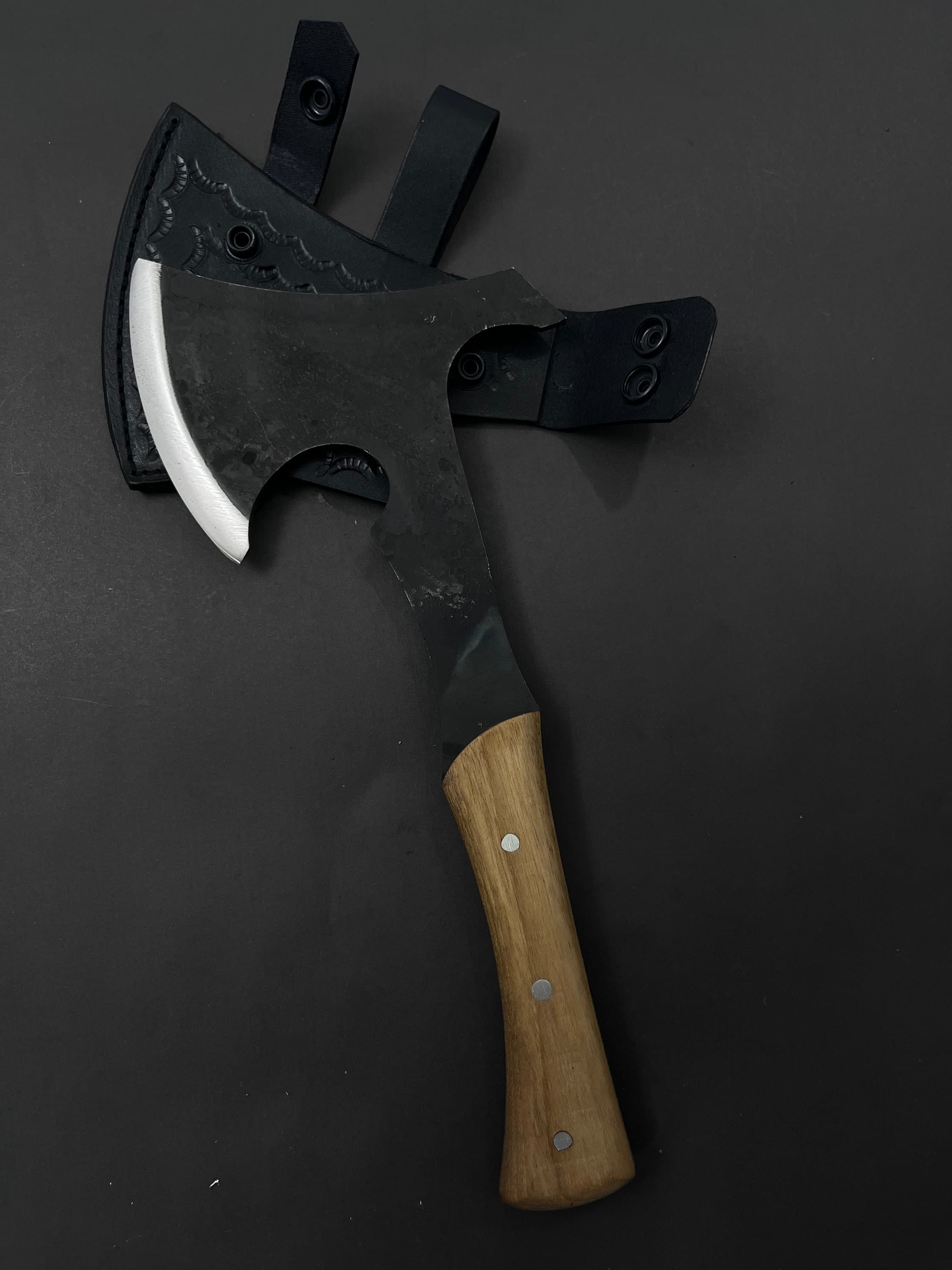 Handmade Camping Hatchet: Custom Carbon Steel Bearded Groomsmen Axe Gift