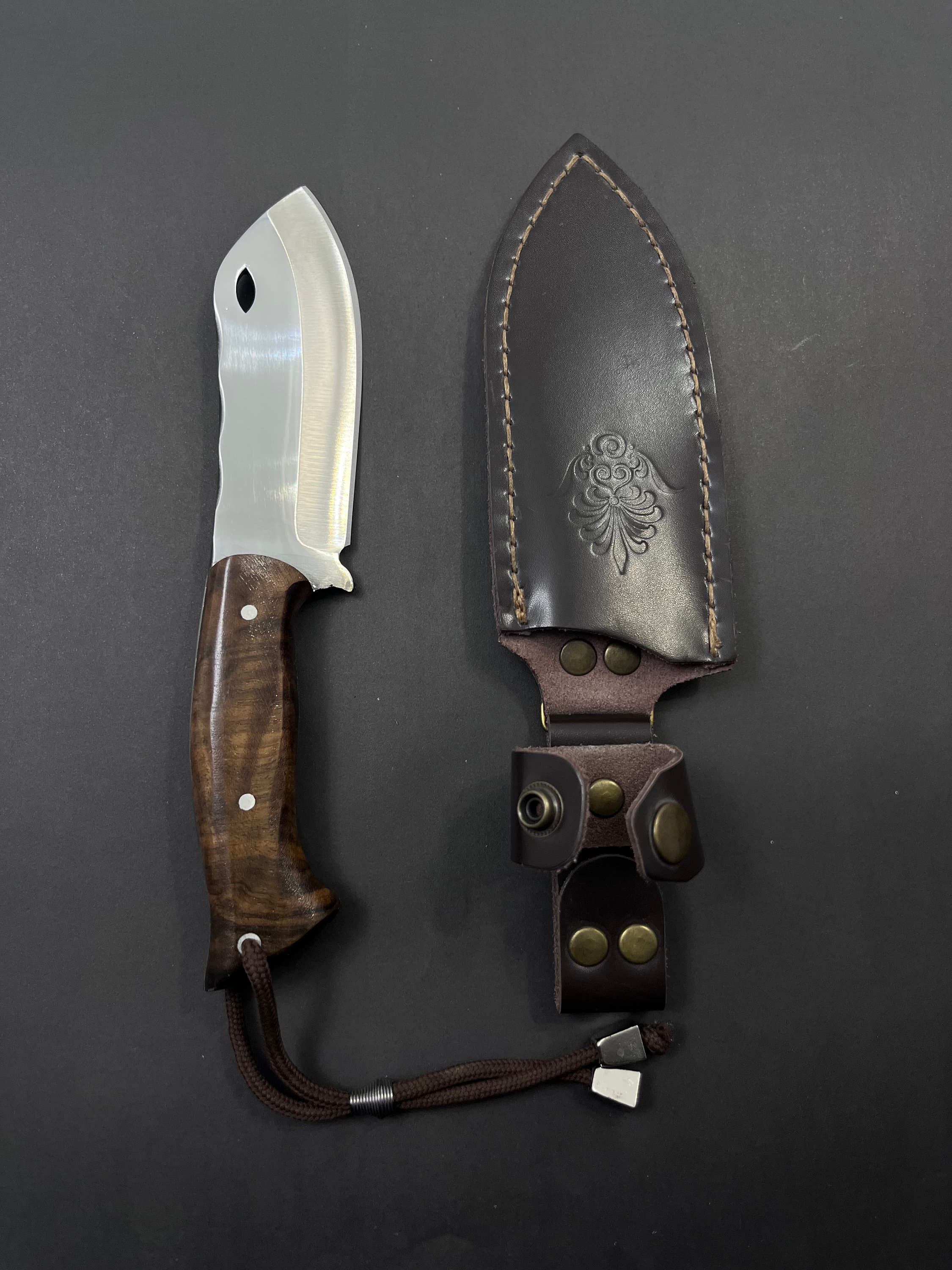 Custom Engraved Hunting Knife: German Steel, Walnut Handle, Tactical Knife with Sheath - image 5