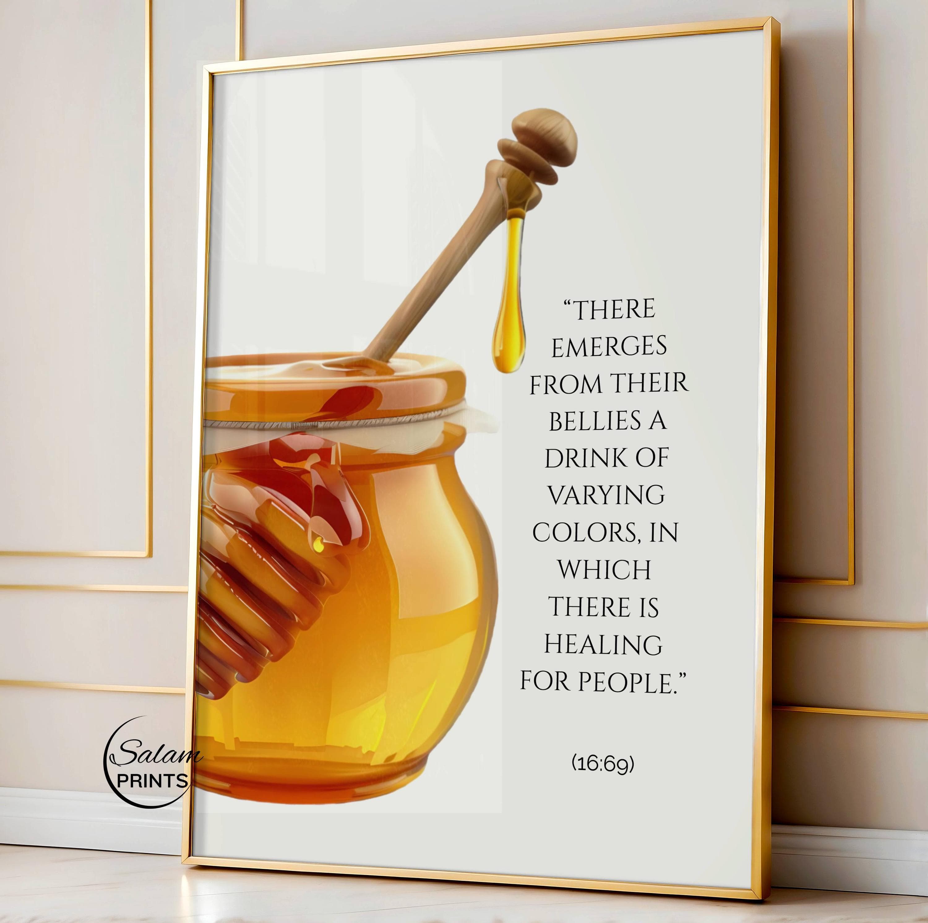 Quran Quote Islamic Wall Art for kitchen and dining areas, Foods in Quran,Honey Poster for Modern muslim home decor, Digital Download