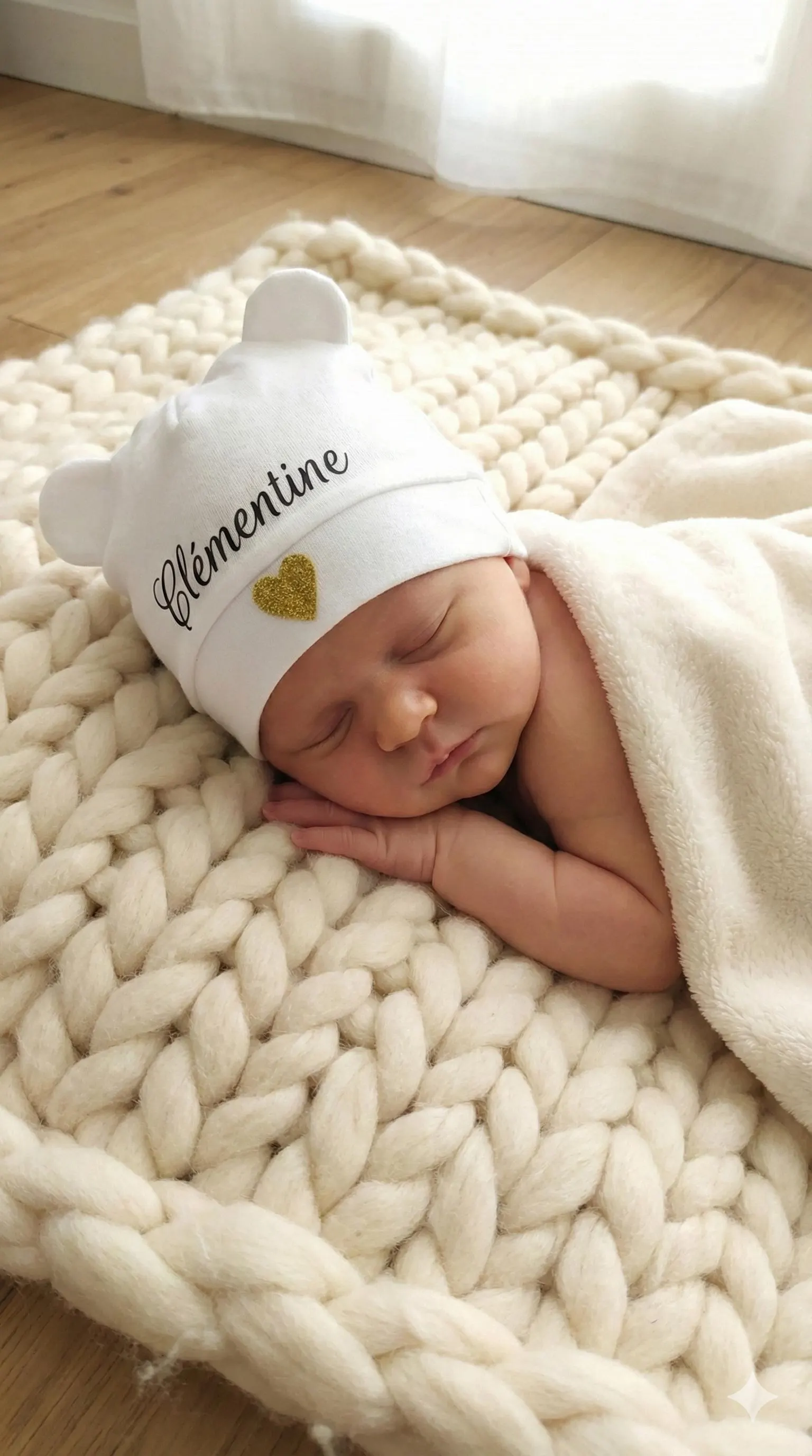 Bonnet de naissance personnalisé 100% coton bio ( qualité supérieure ) - image 3